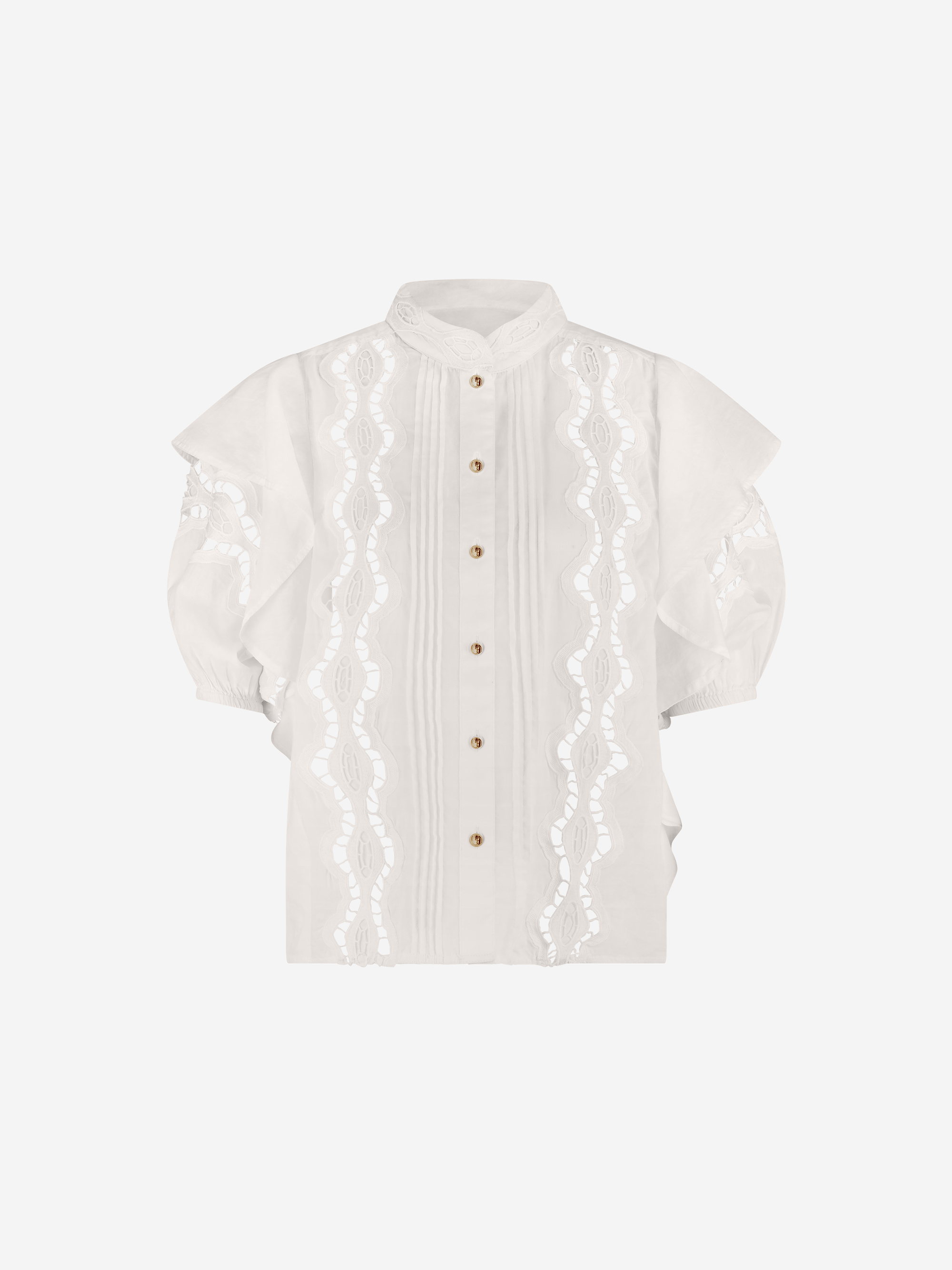 Broderie anglaise blouse with puff sleeves