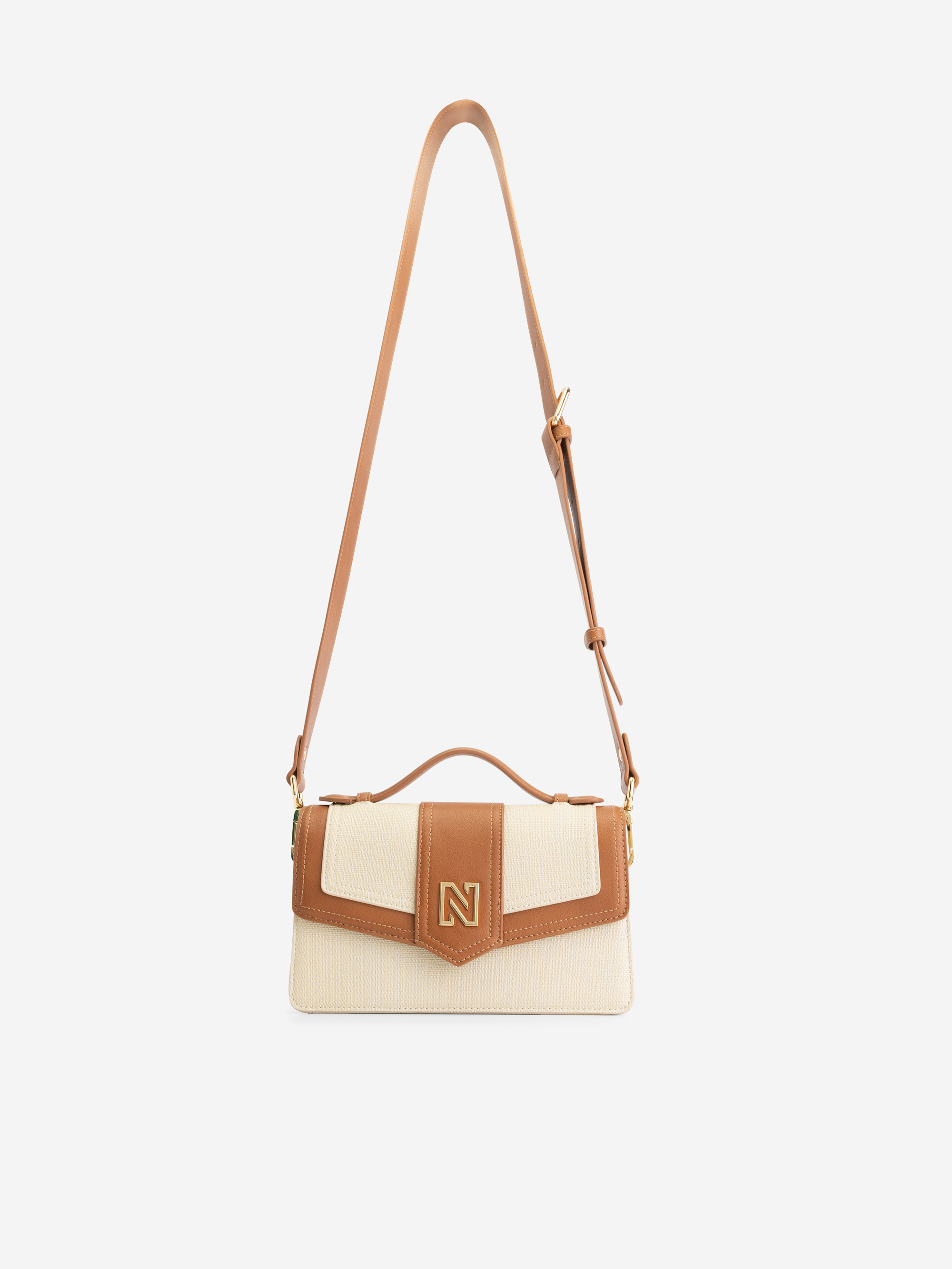 Shoulder bag made of canvas and imitation leather with N logo