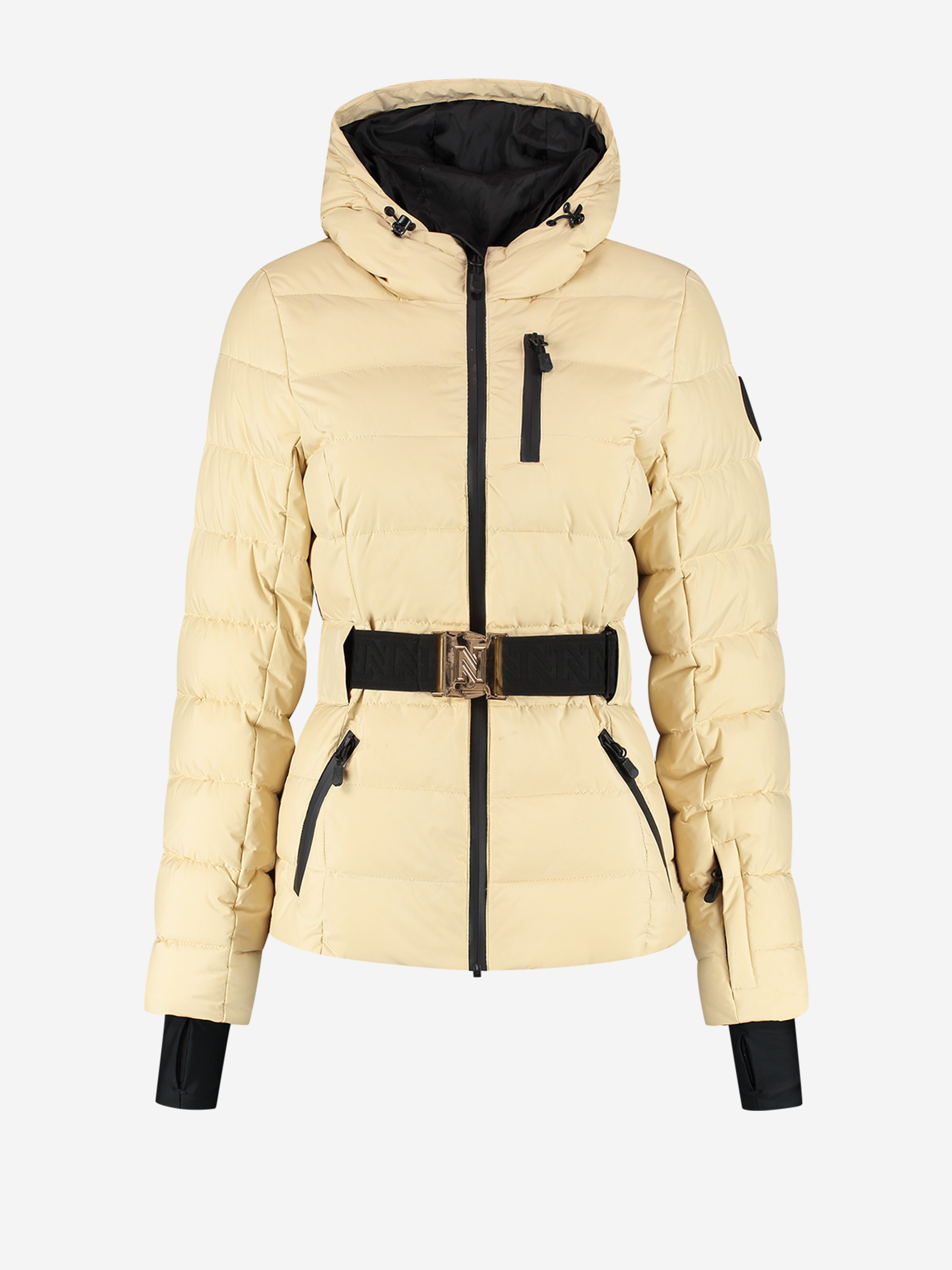 Ski jas met capuchon en elastische riem
