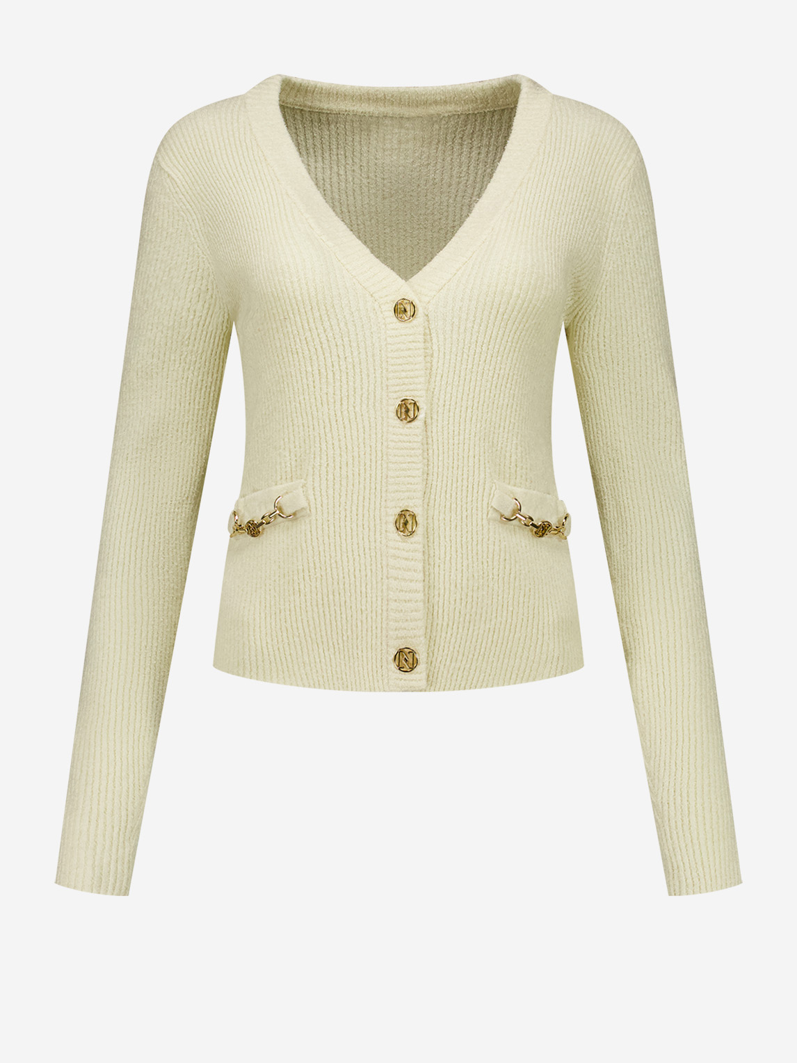 Cardigan with N-logo buttons and chain detail
