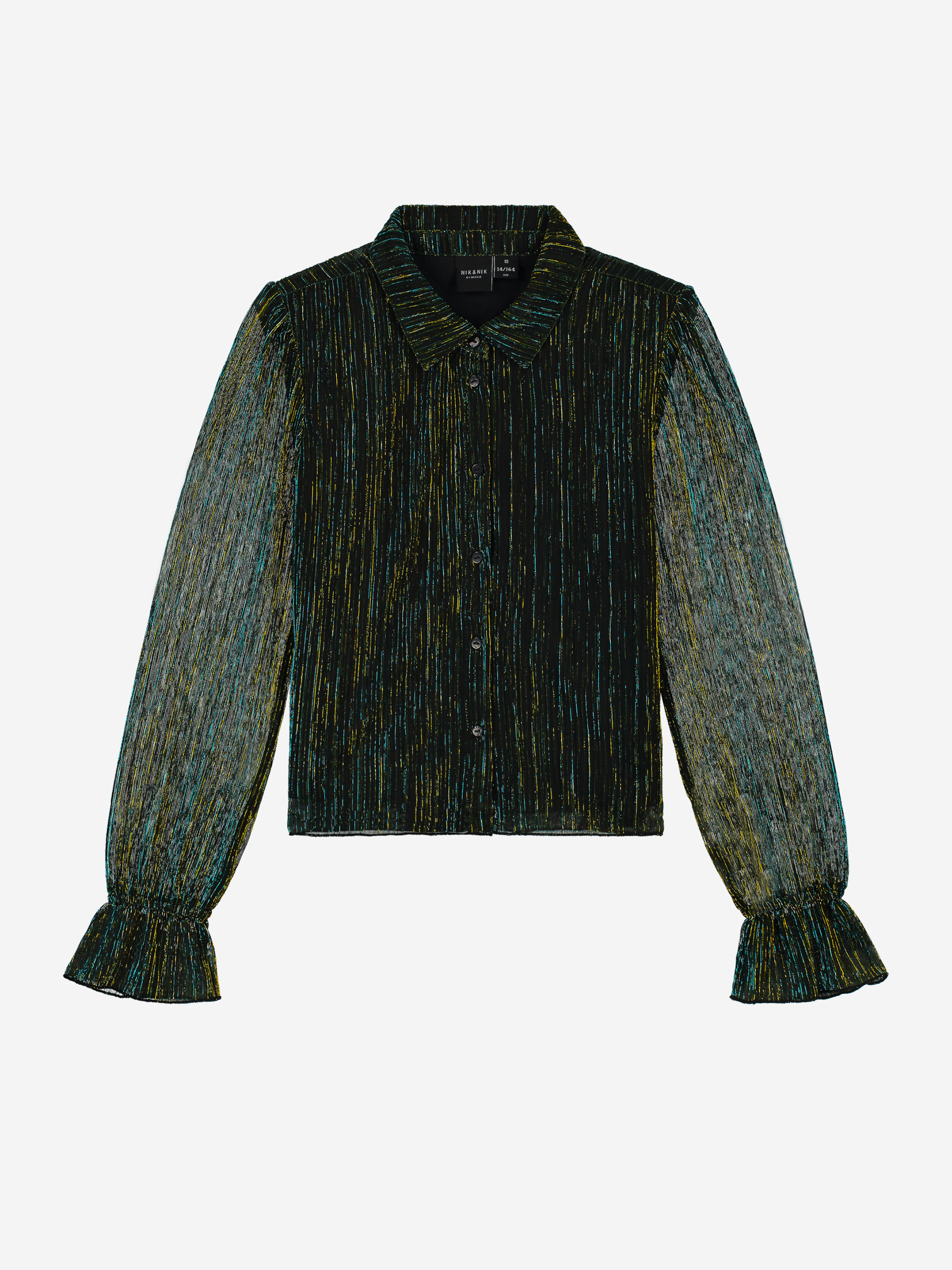 Glitter blouse with flared sleeves