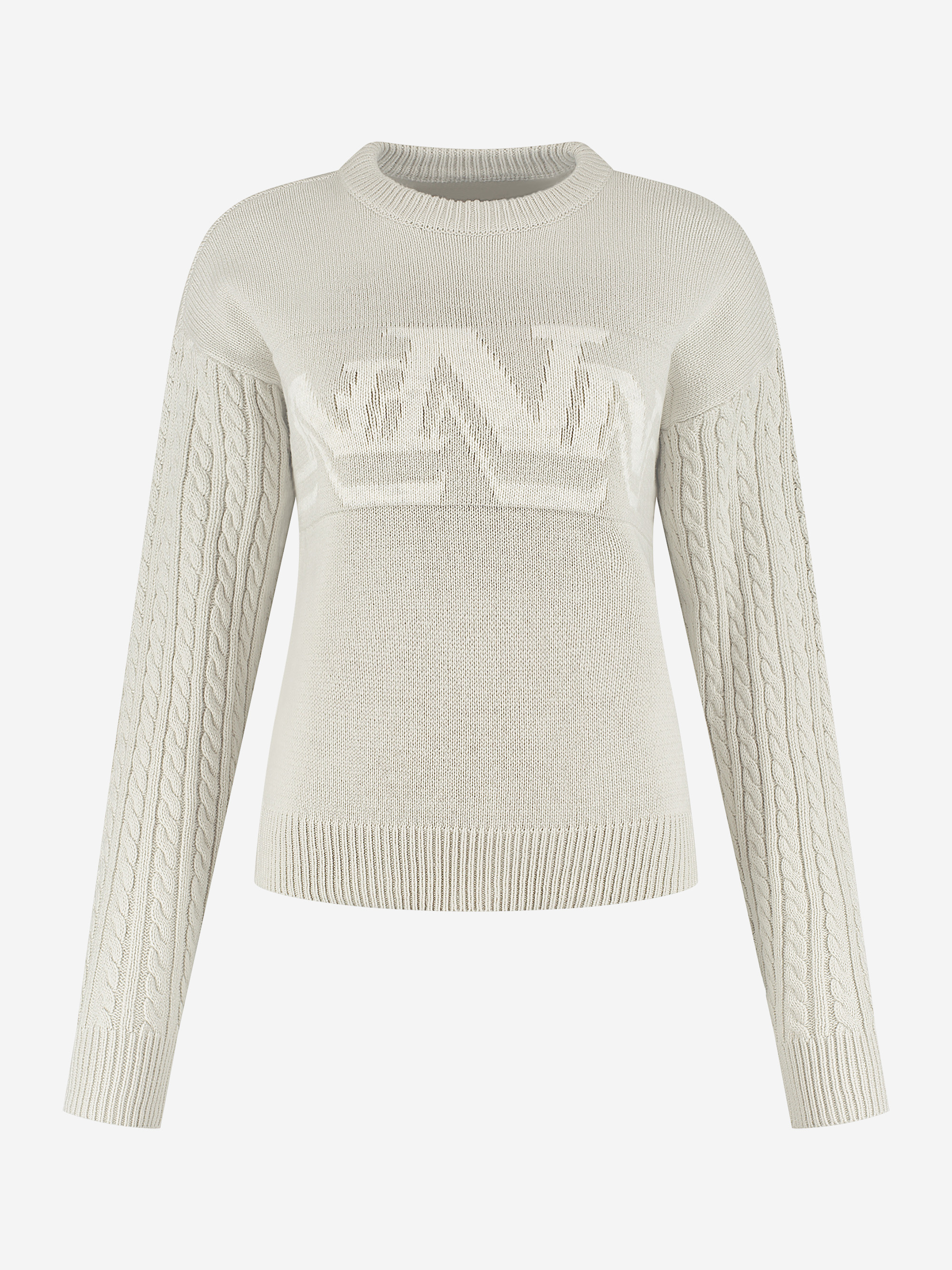 Cable knitted sweater with N logo print