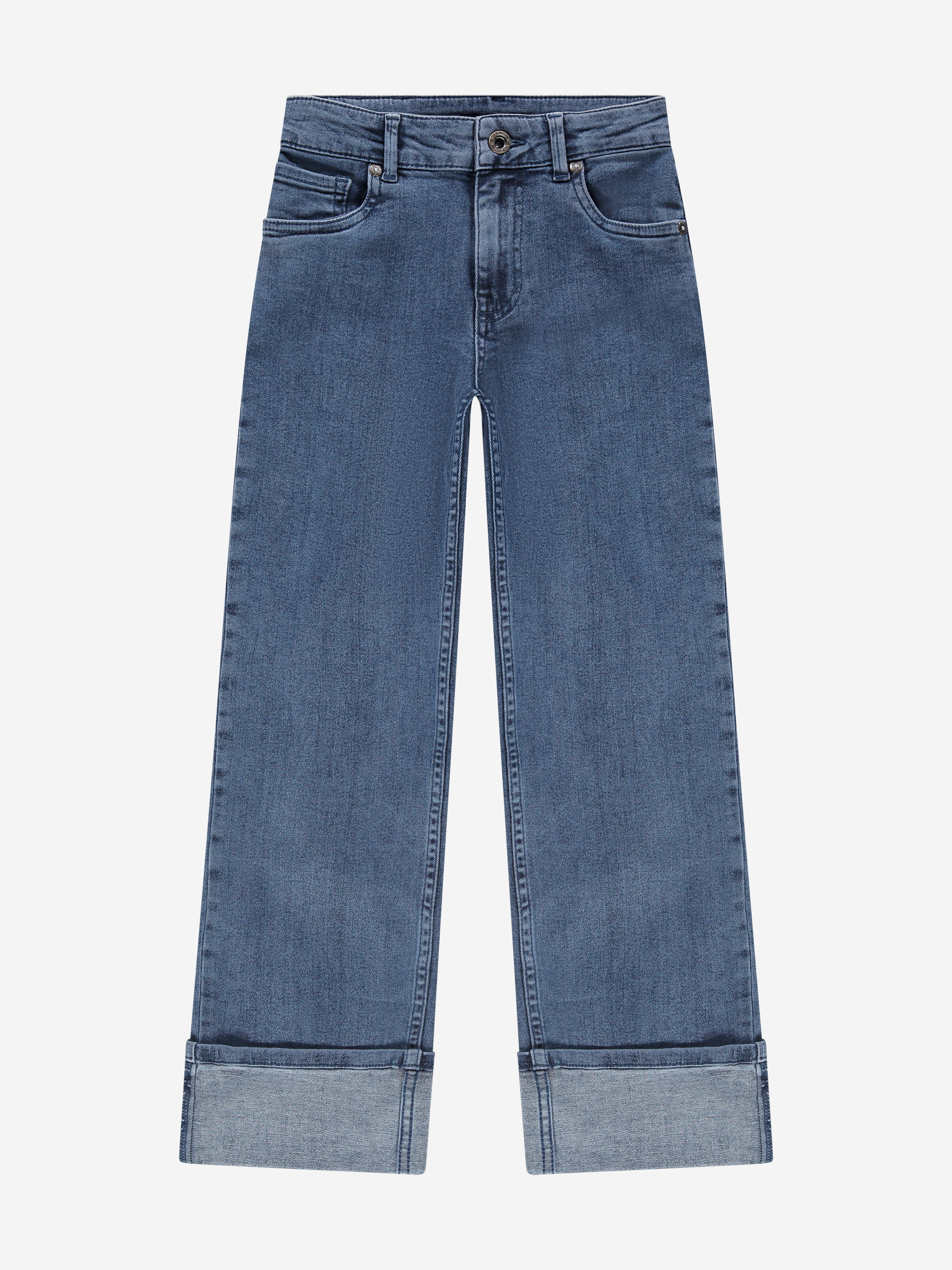 Jeans with straight legs and folded edge