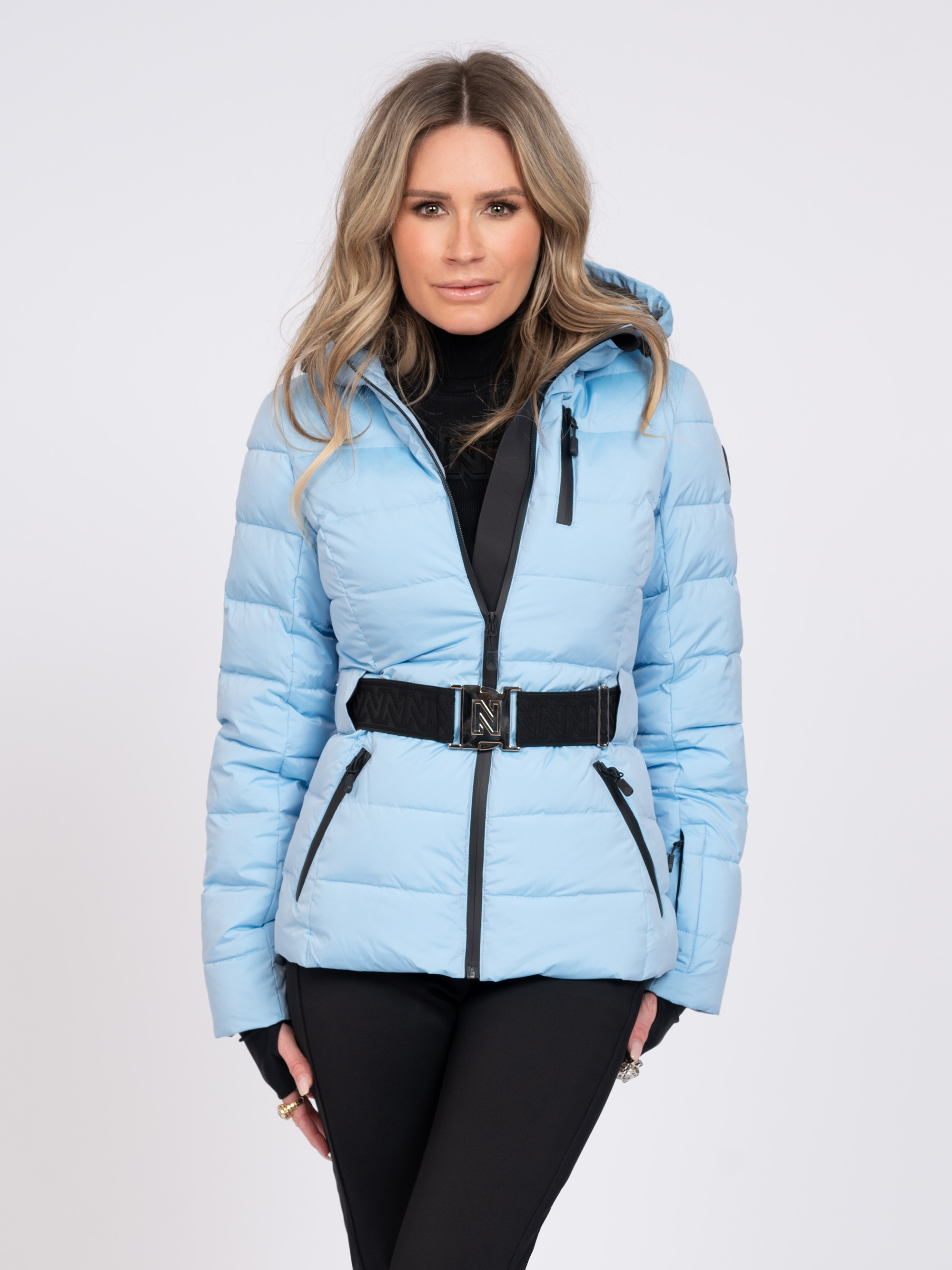Ski jas met capuchon en elastische riem