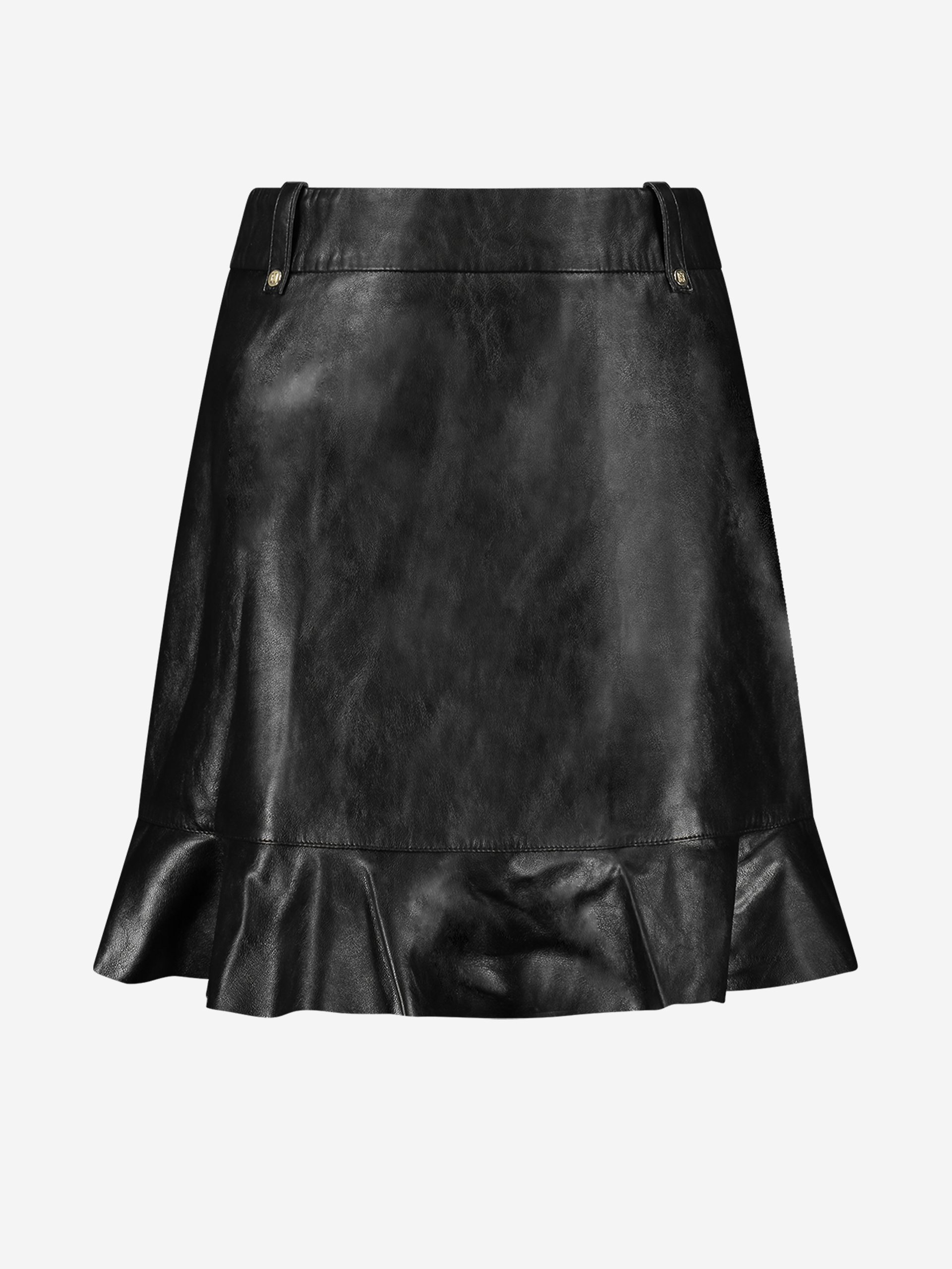 Vegan leather Ruffles A-line skirt 