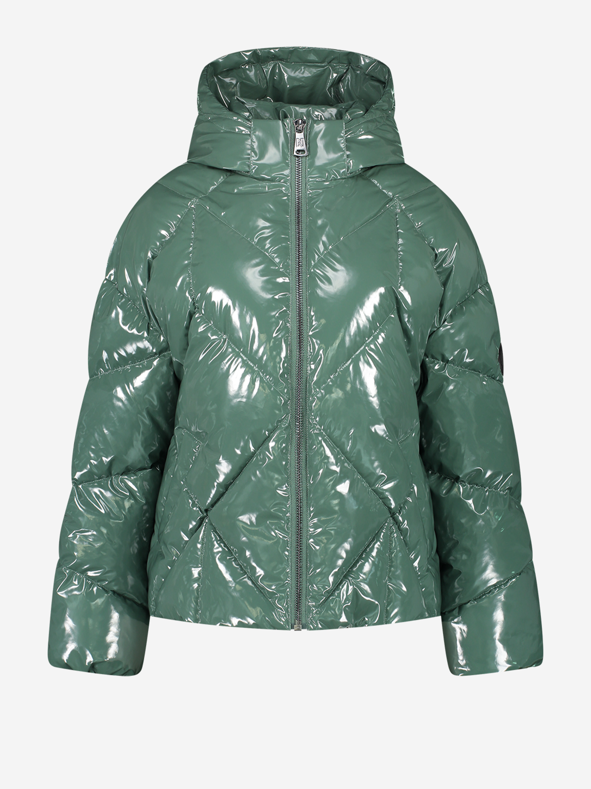 Shiny Puffer coat with hood