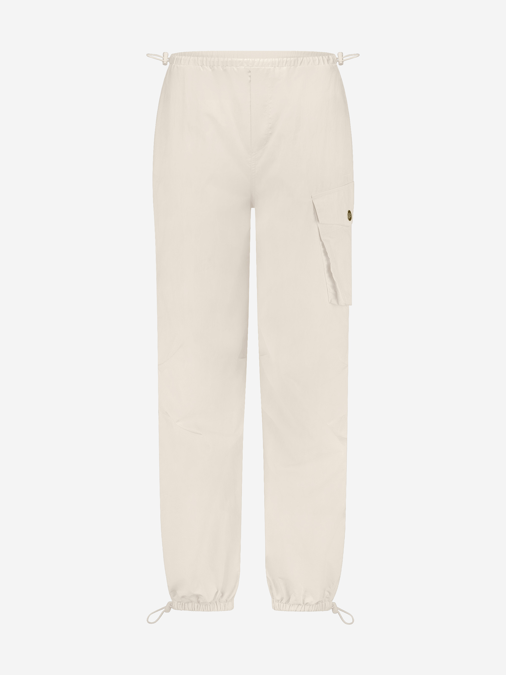 Loose-fitting parachute pants with drawstrings