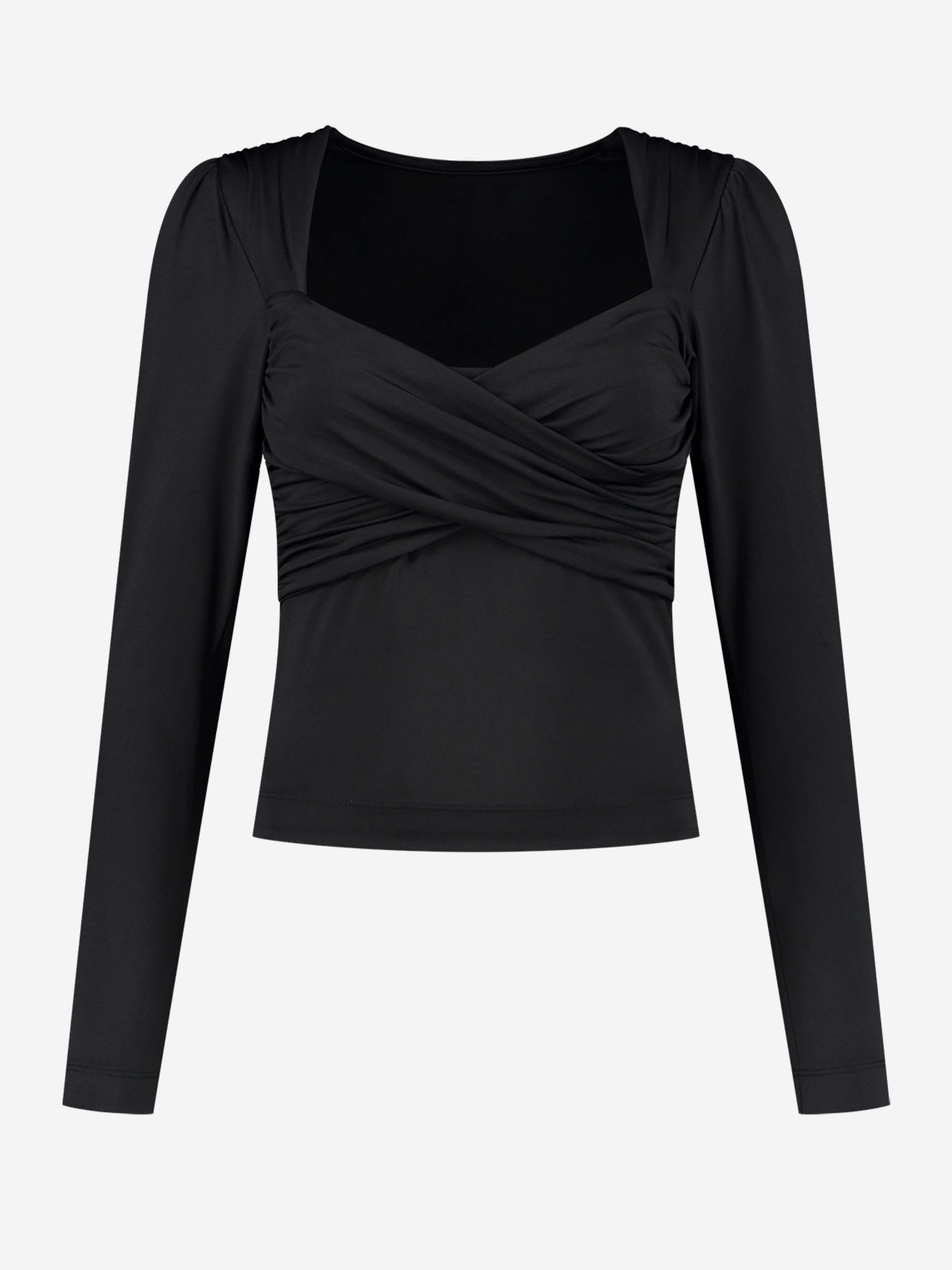 Fitted top with crossed neckline