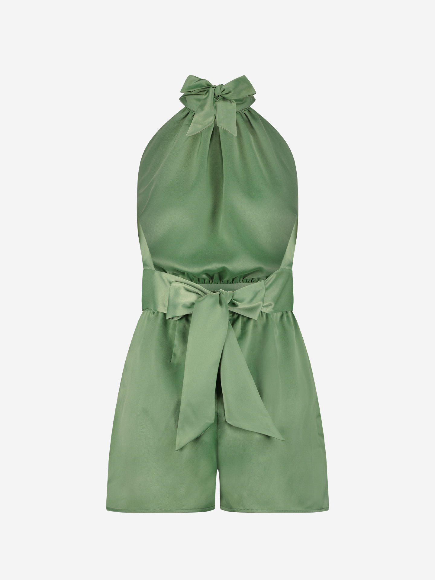 Satin playsuit with bow detail