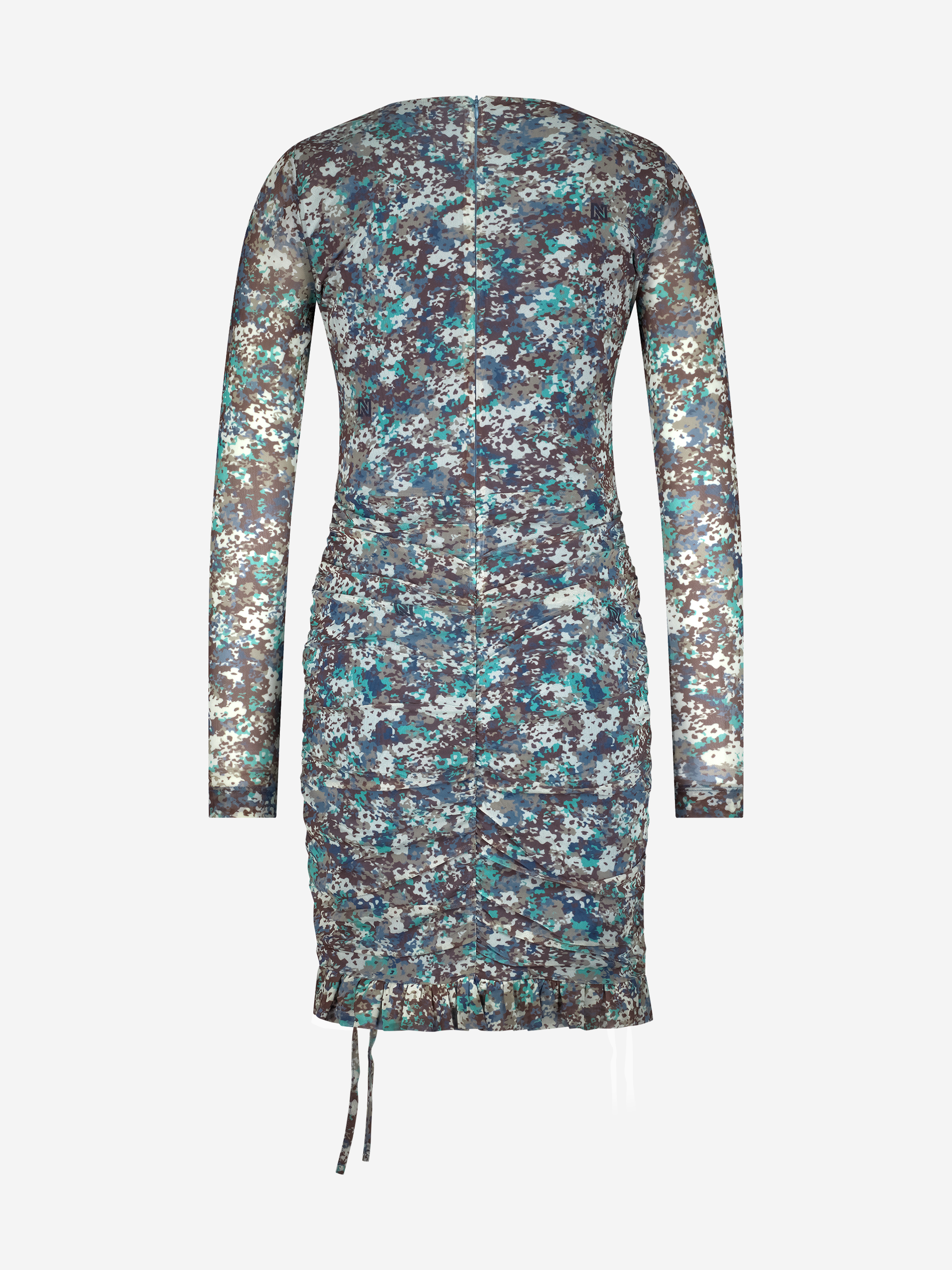 Fitted dress with floral print and draped detail