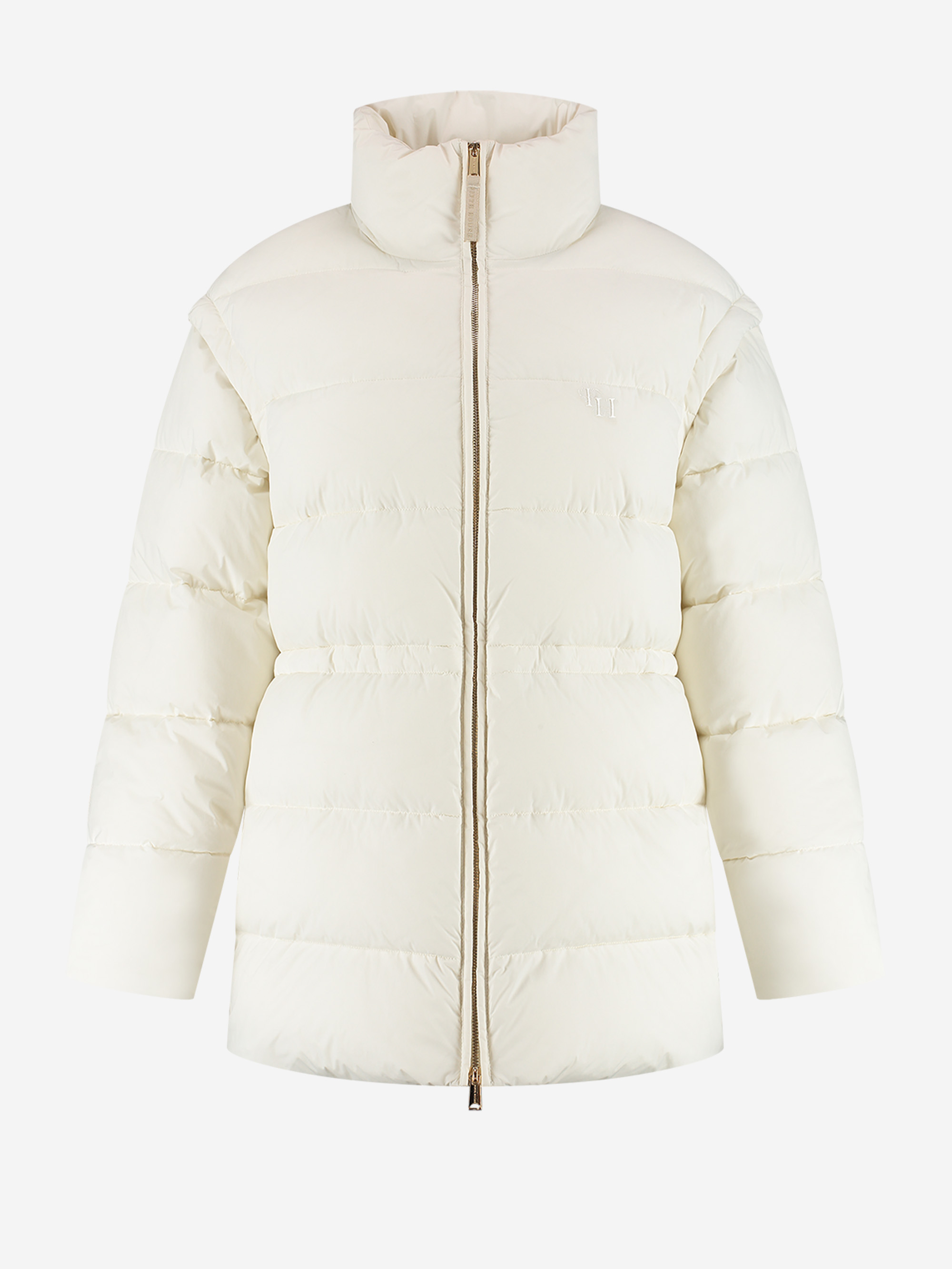 Puffer jas met capuchon en getailleerde taille