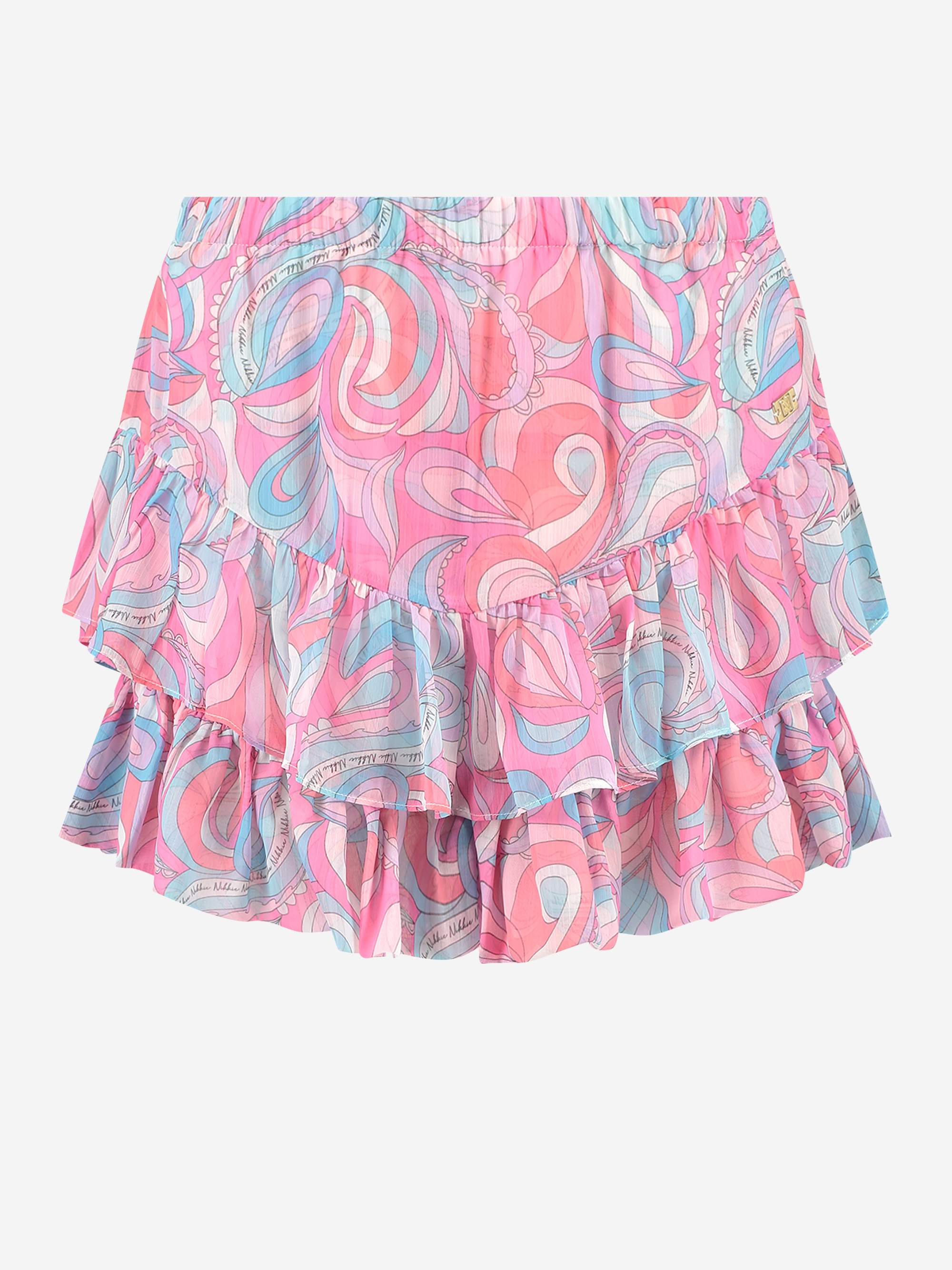 Satin look short with print
