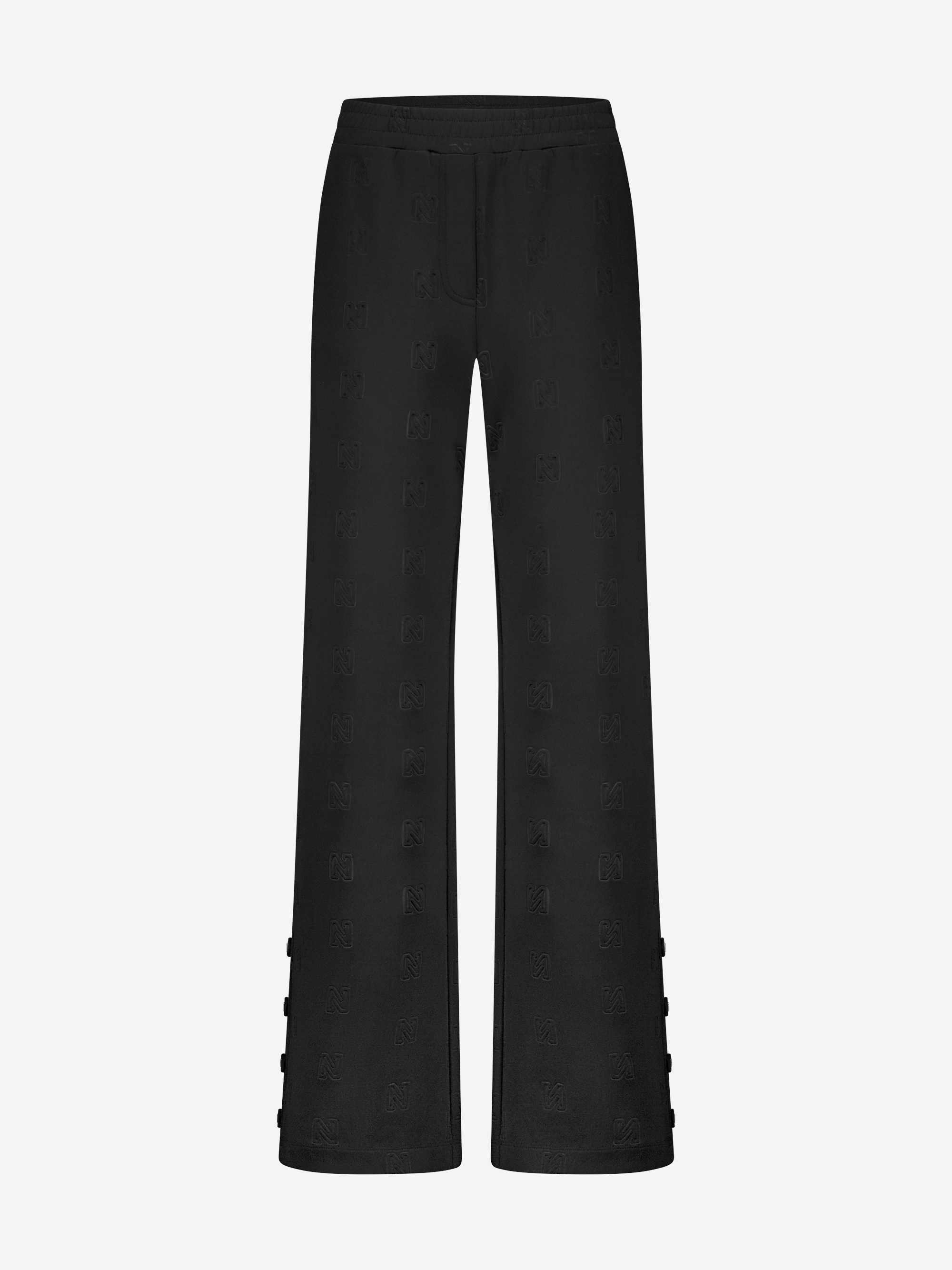 Losvallende broek met logo patroon en sierknopen