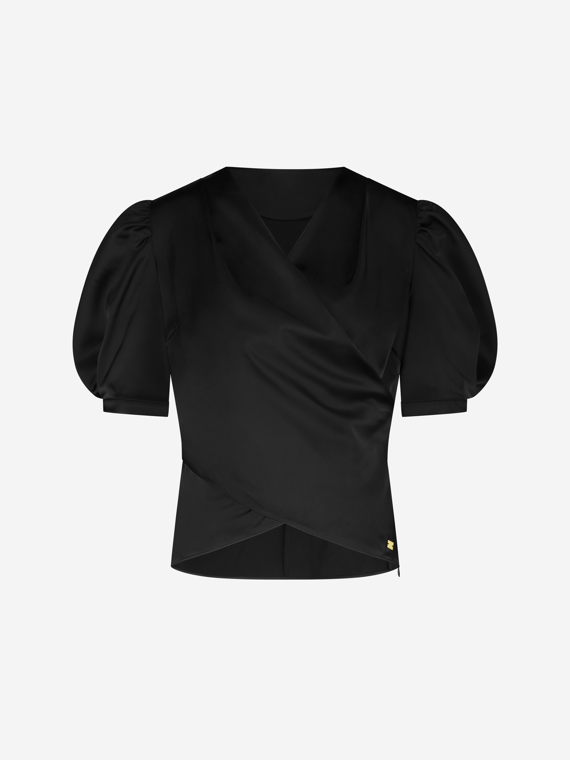 Satijnen blouse met watervalhals