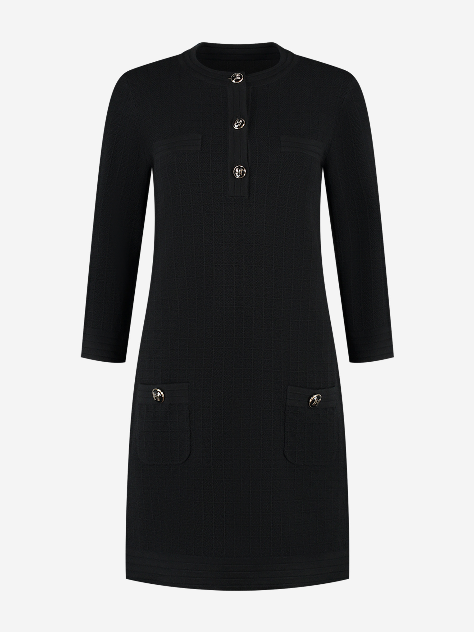 Straight-fitting dress with checked pattern