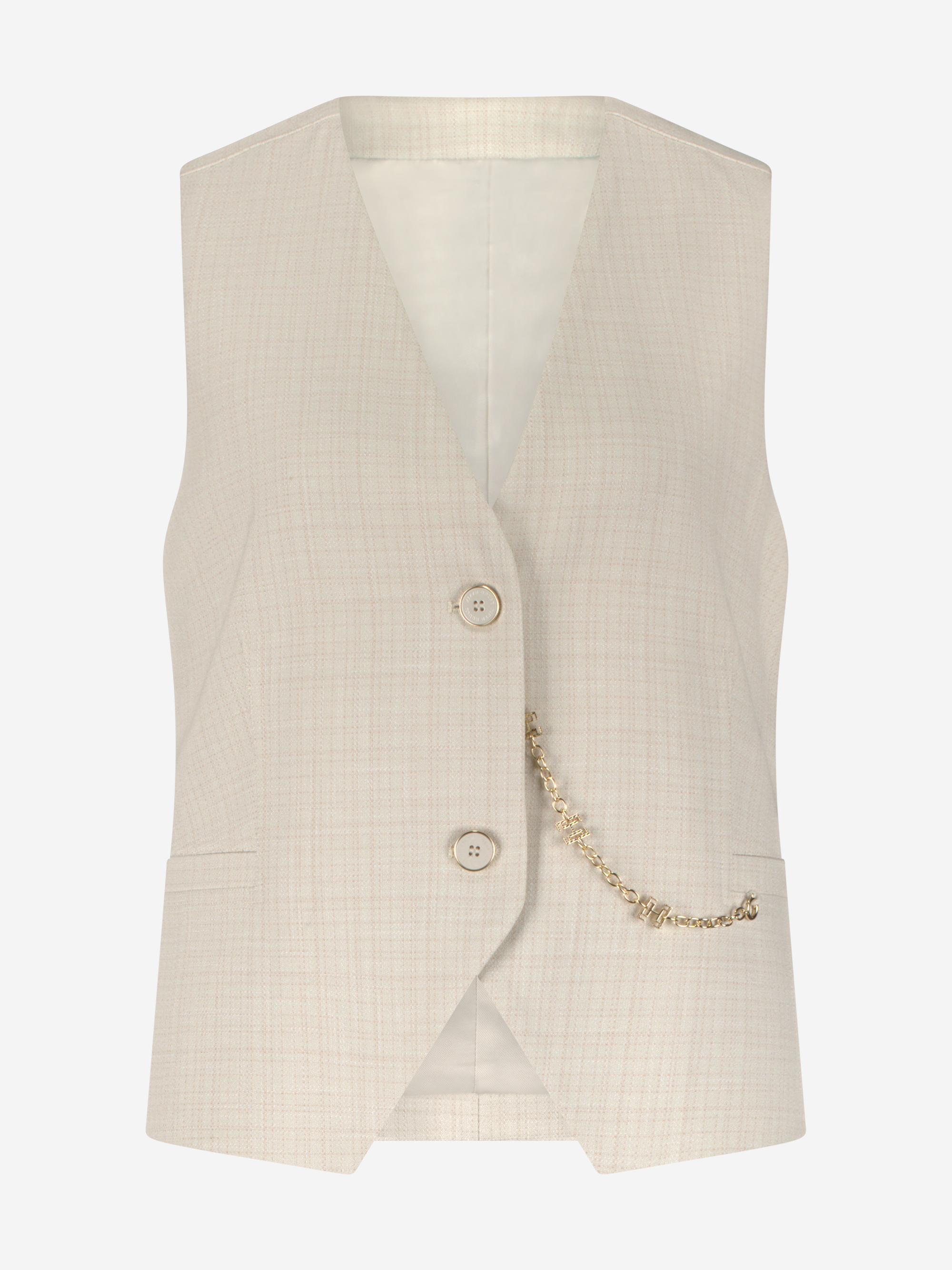 Waistcoat with mixed texture and chain detail