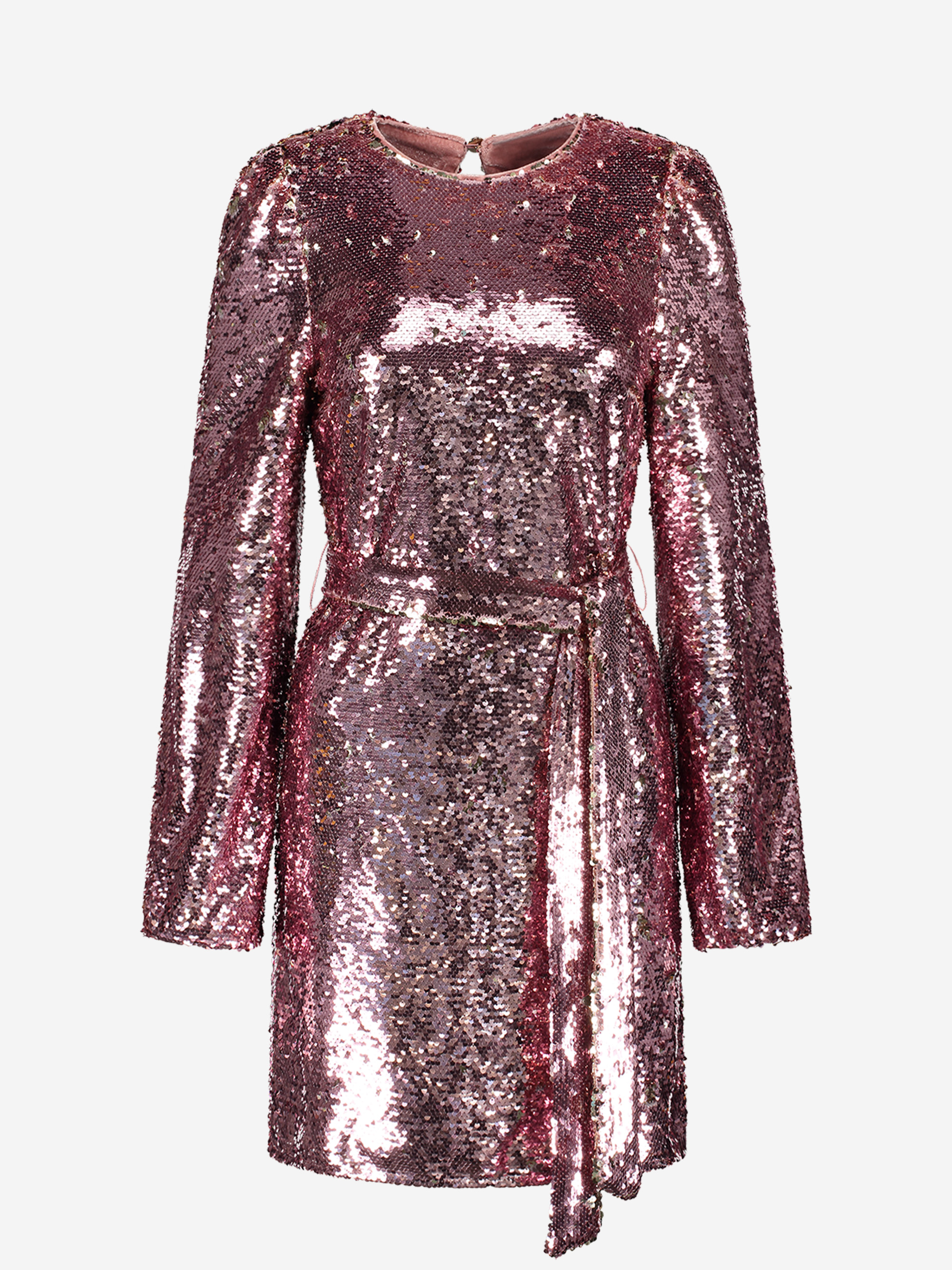 Sequin dress with tie belt 