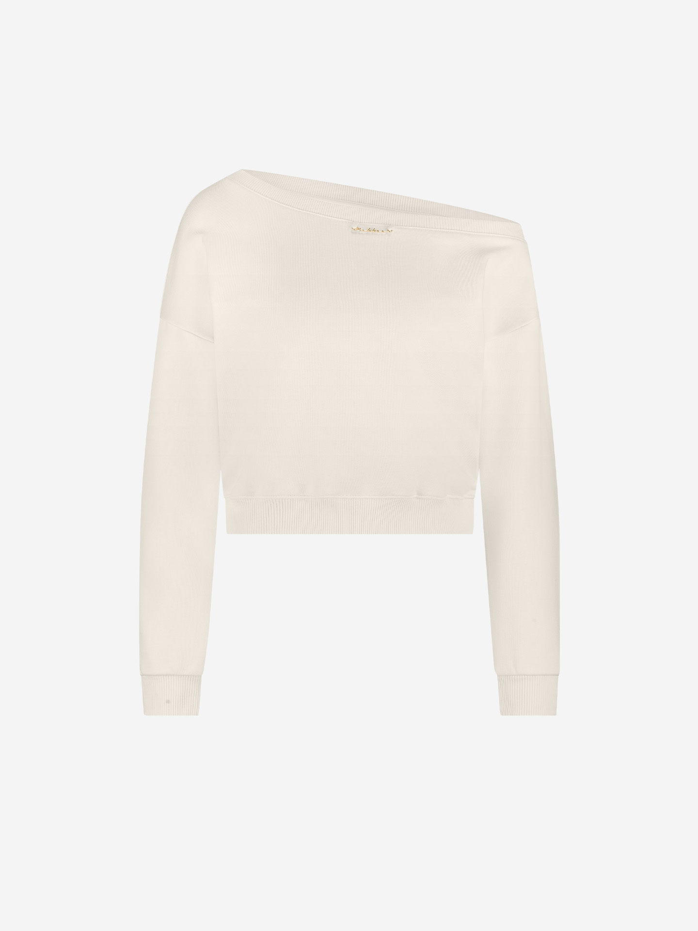 Sweater with asymmetric neck