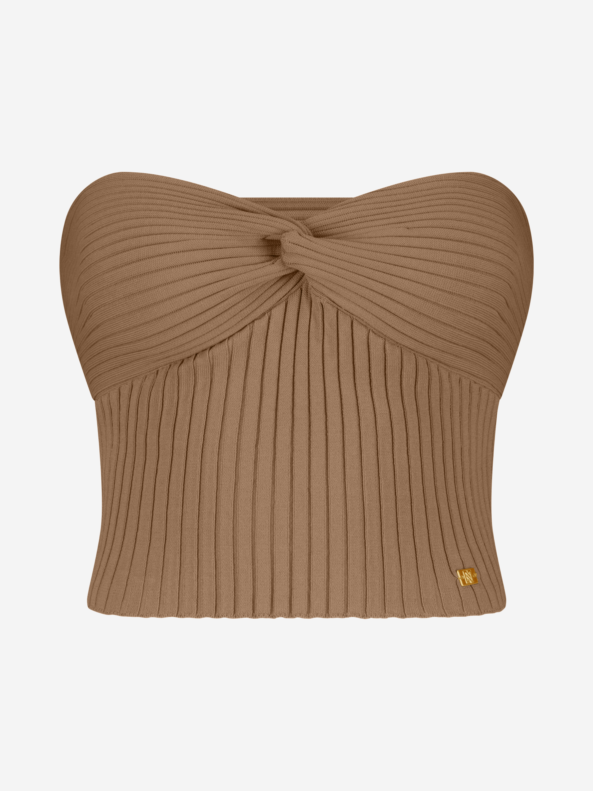 Short bandeau top with twisted bust