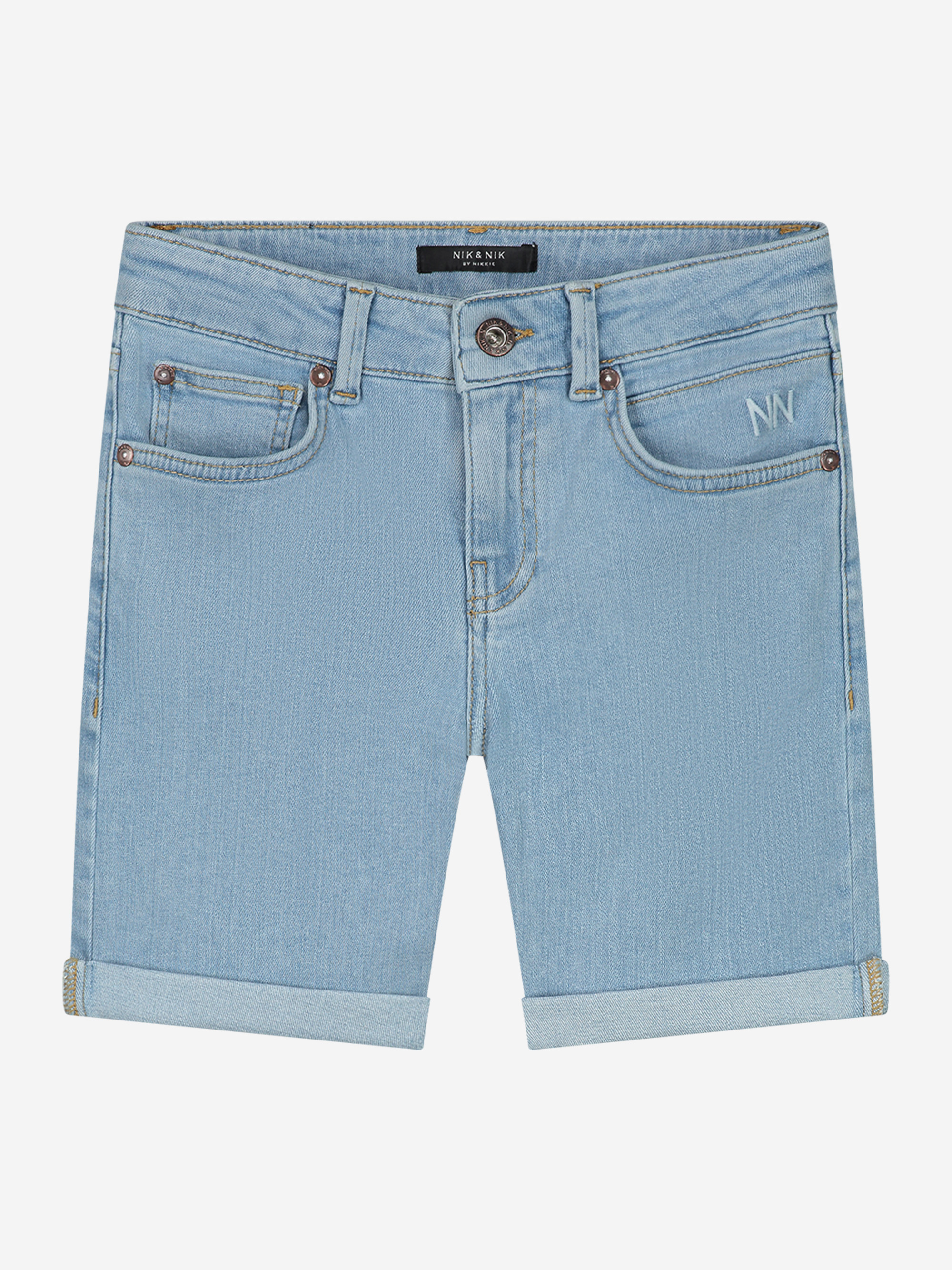 Denim shorts with turned-up edges
