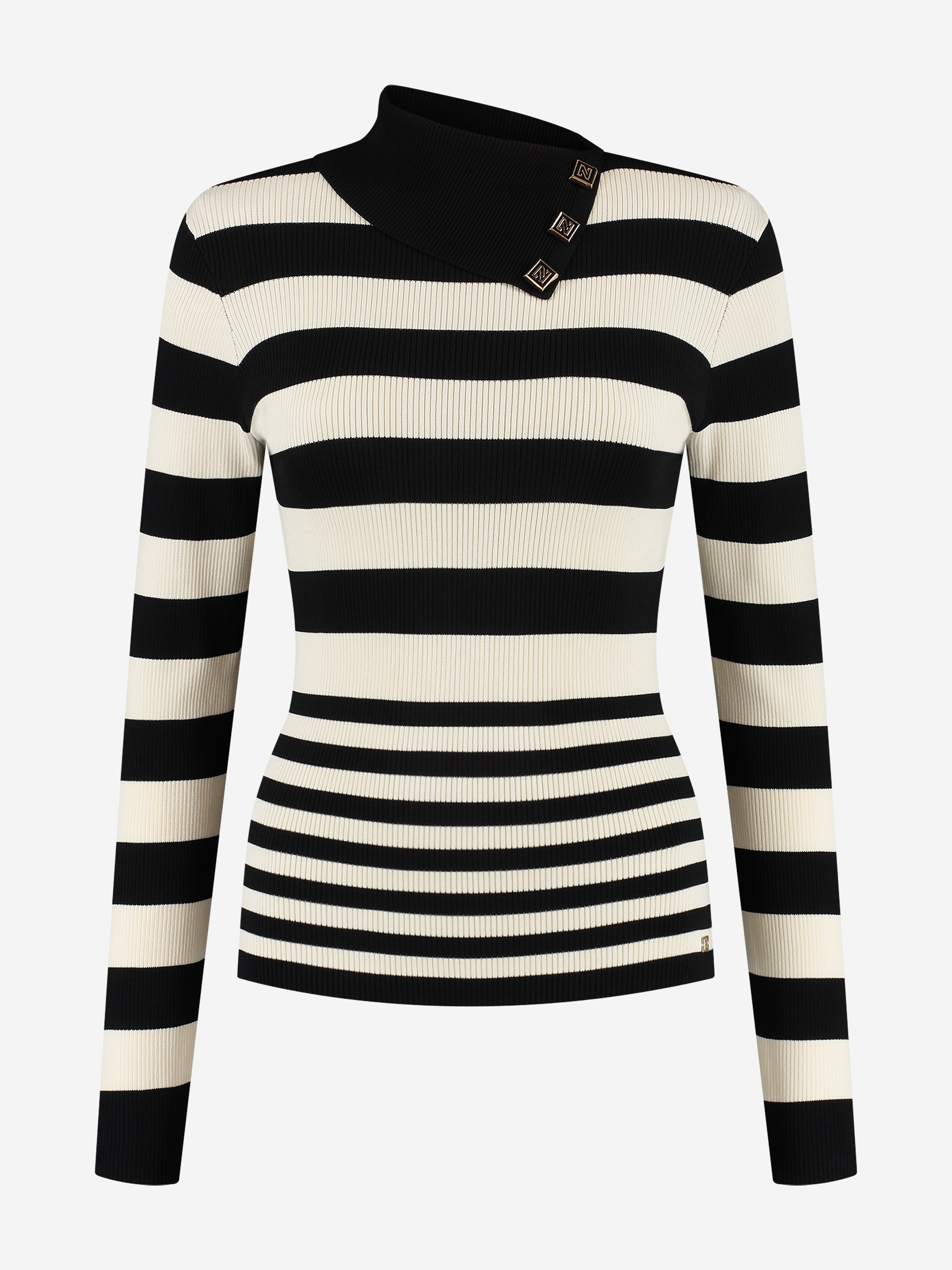 Striped sweater with turtleneck and NIKKIE studs