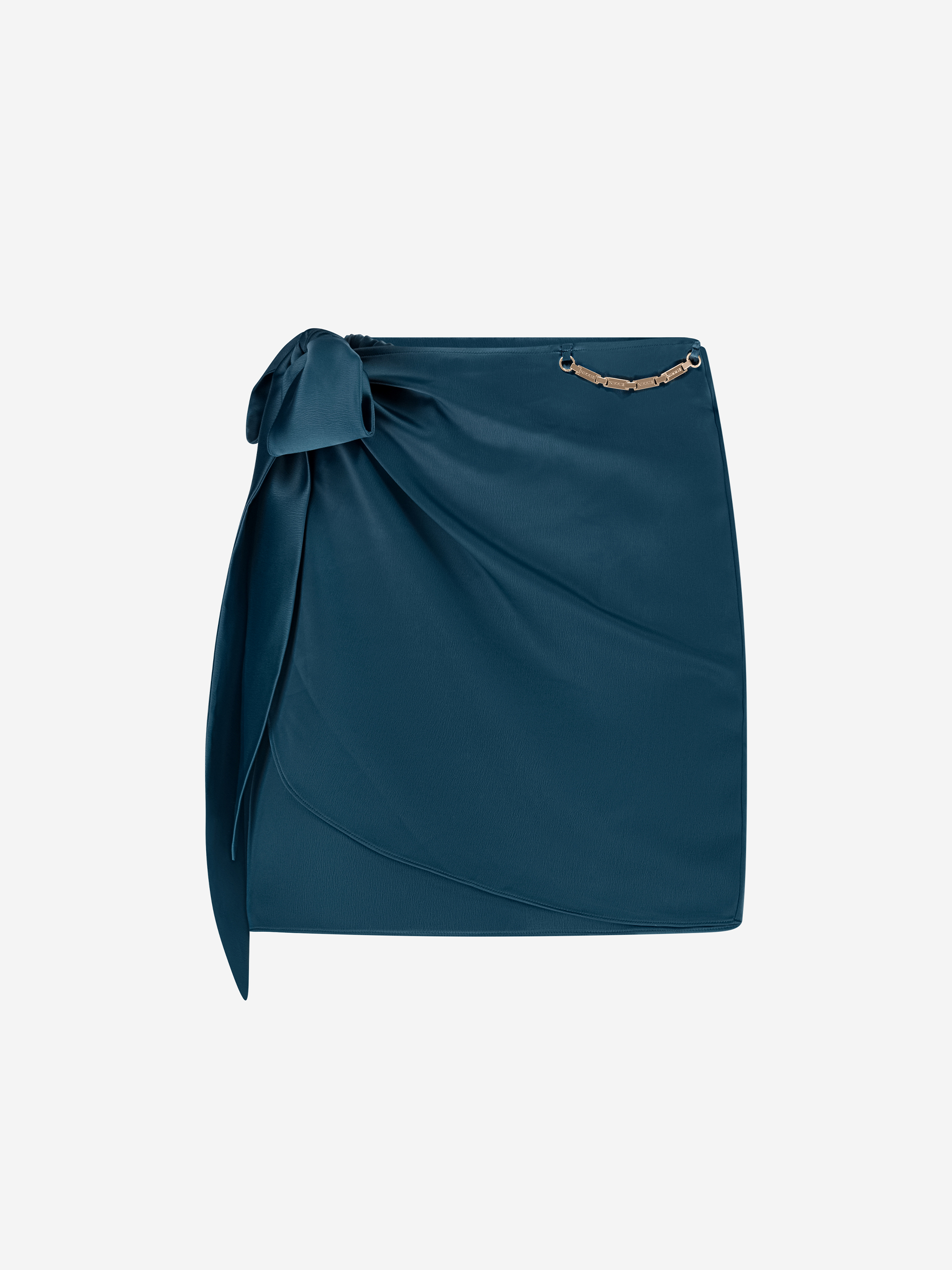 Satijnen overslagrok met ketting detail