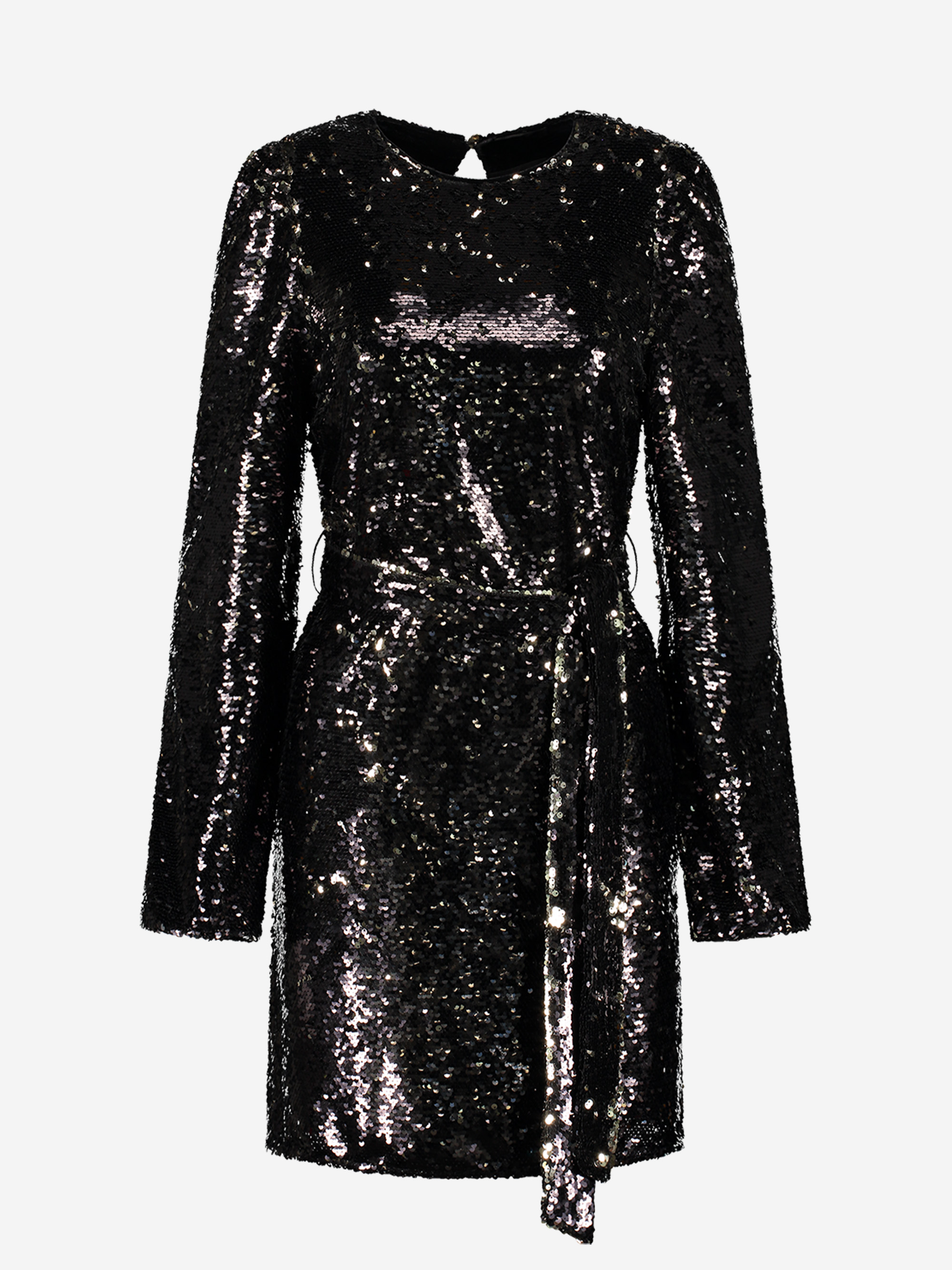 Sequin dress with tie belt 