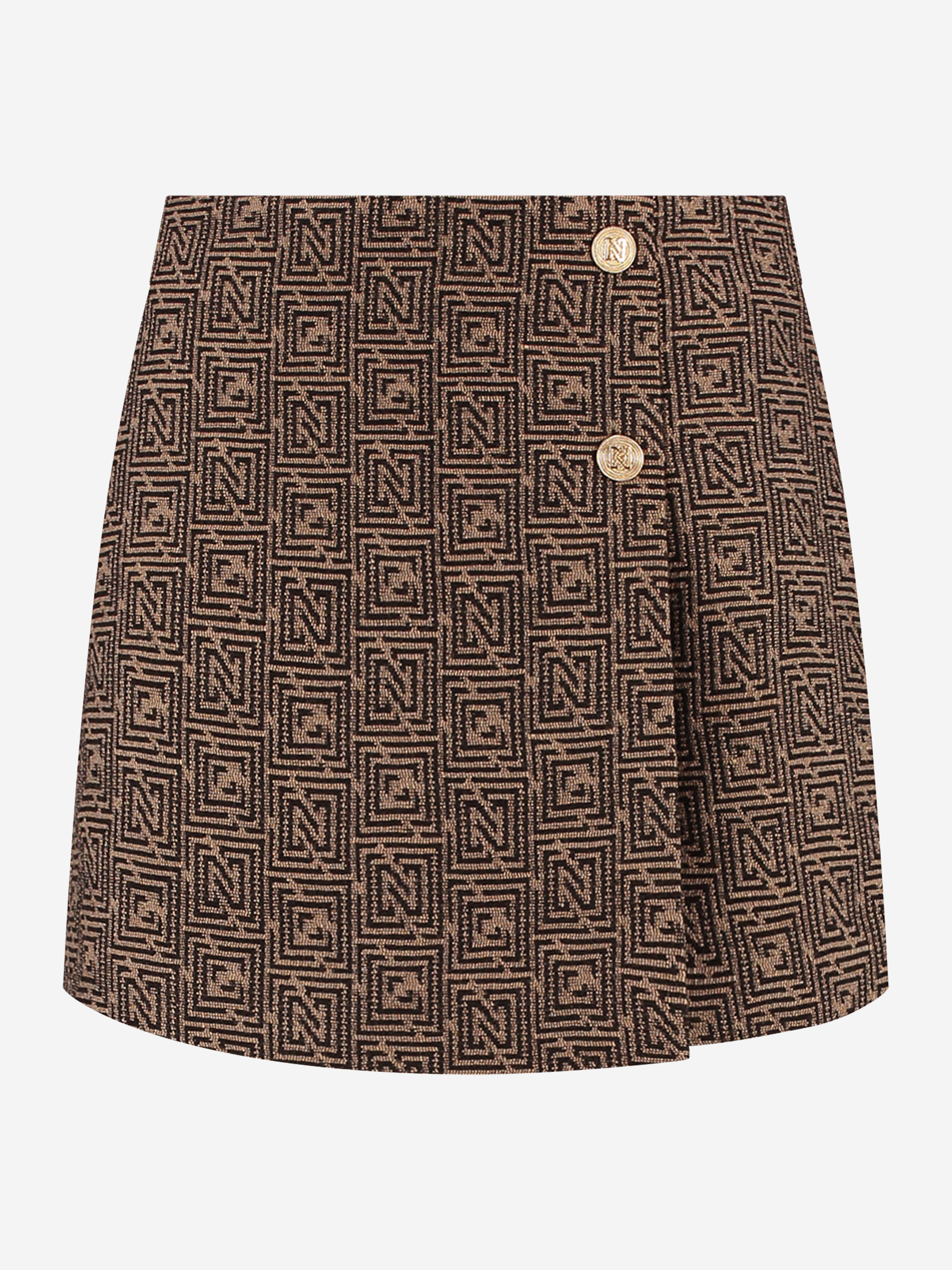Skort met logo patroon en sierknopen