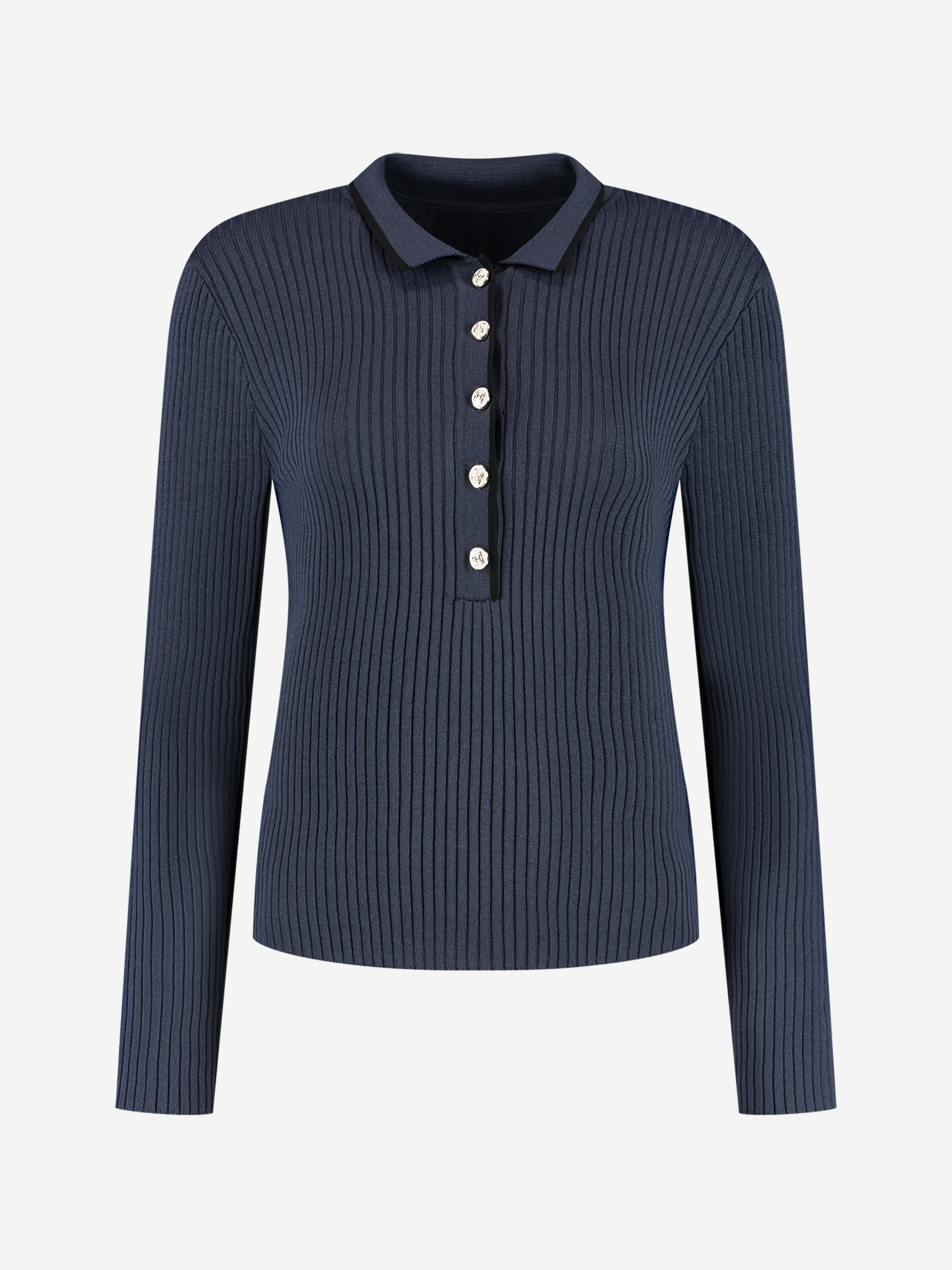 Ribbed top with collar and button details