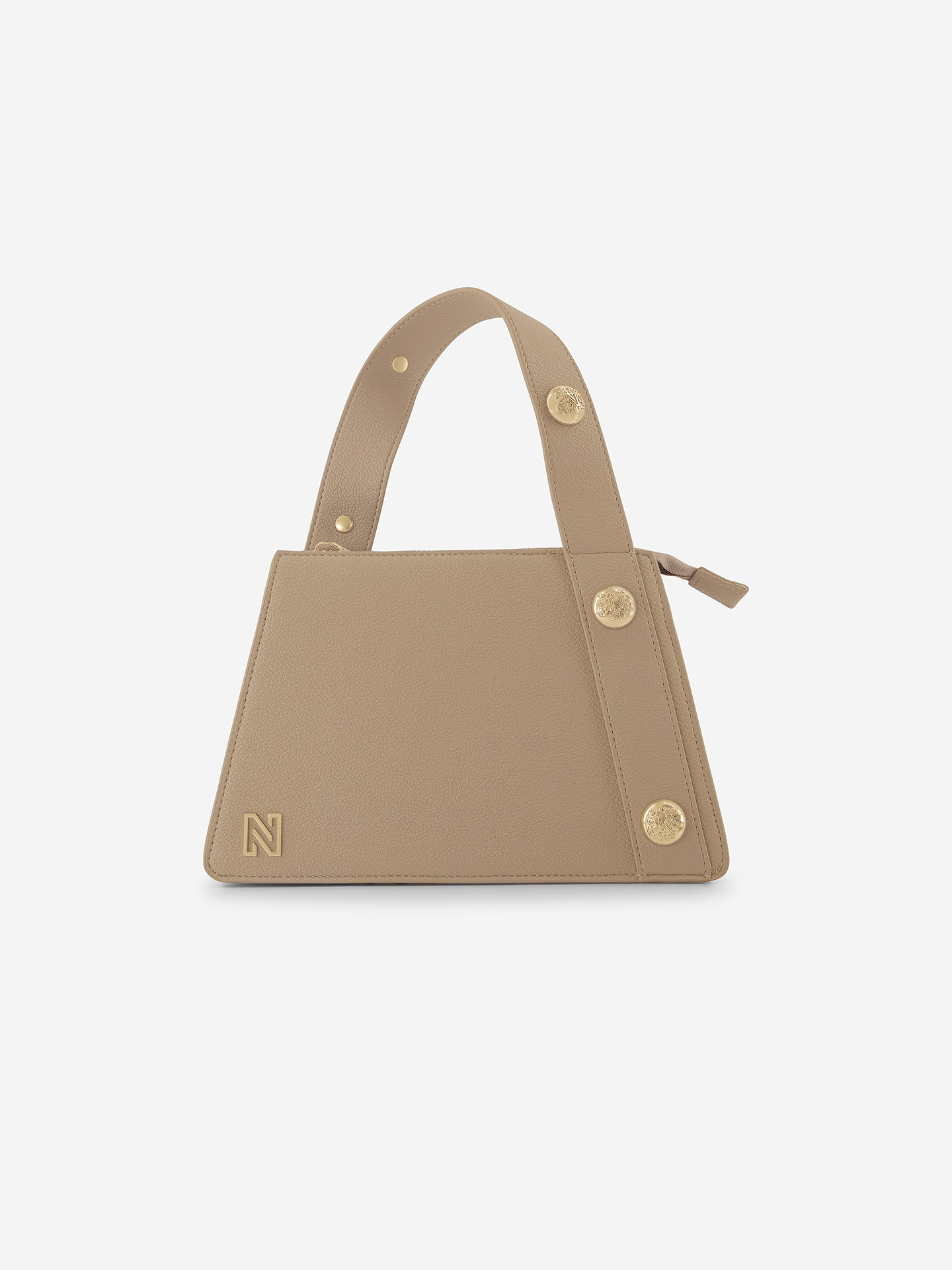 Tas met asymmetrisch handvat en sierknopen