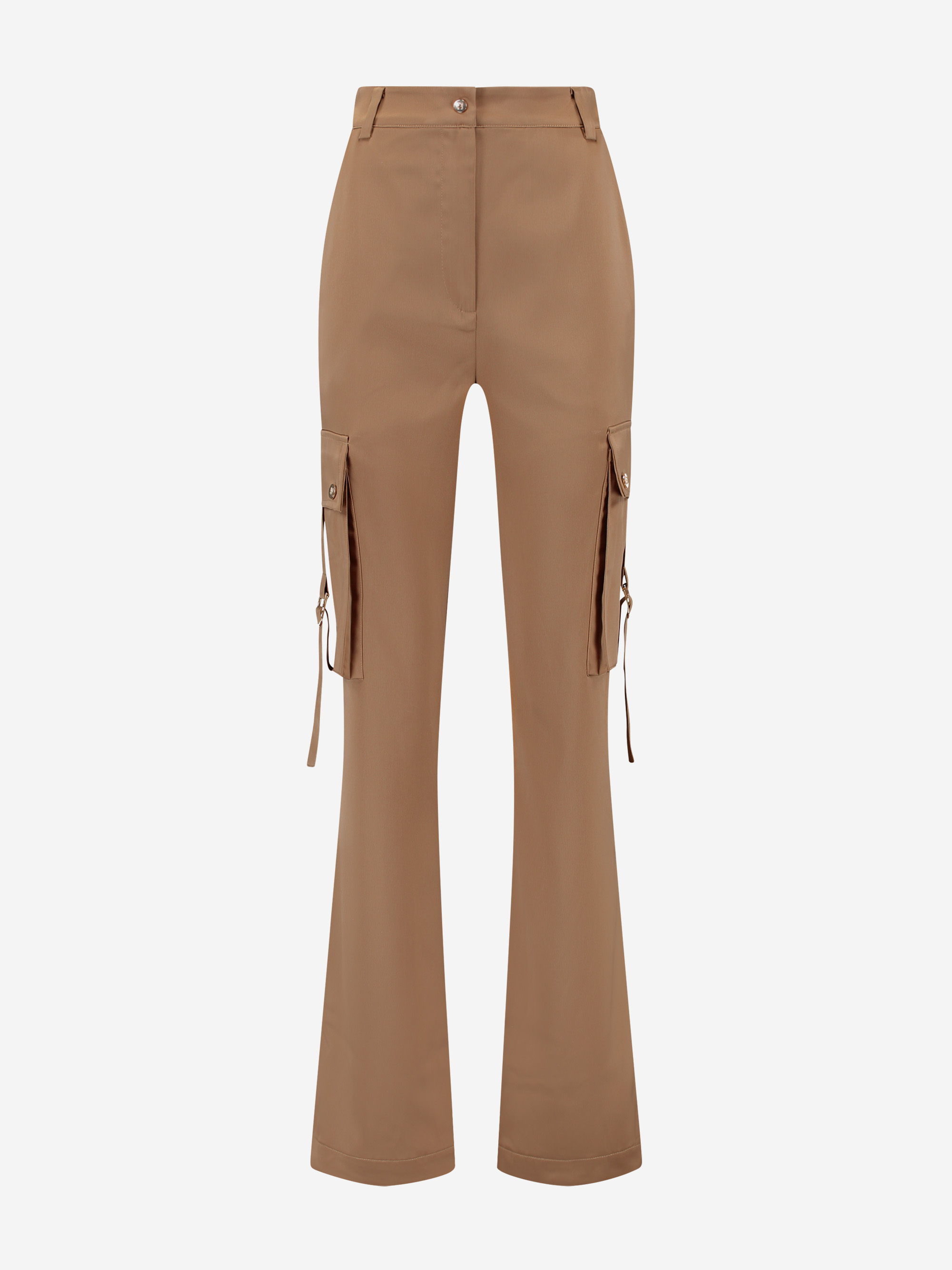 Satin look pants with side pockets