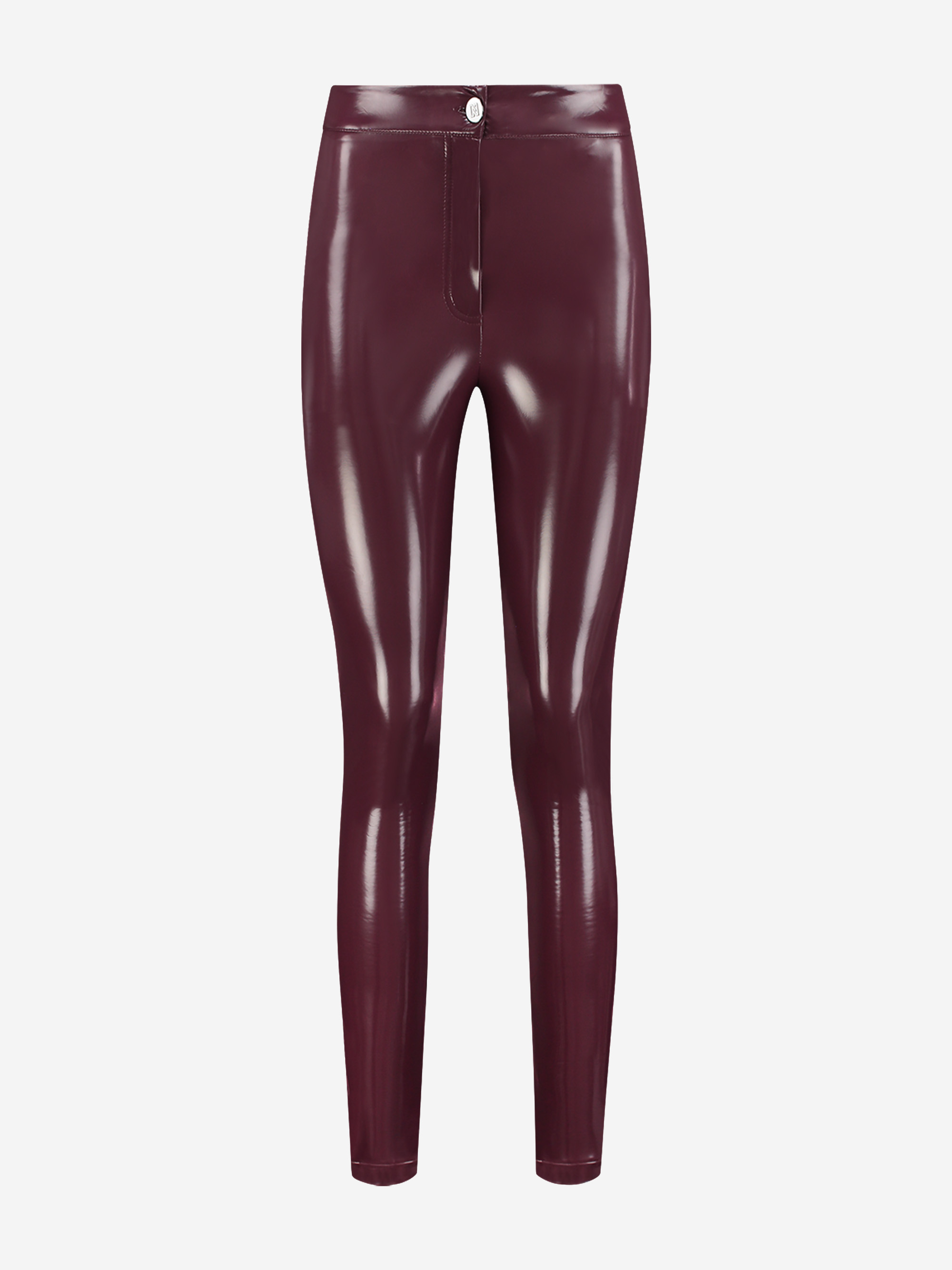 Vegan leather lacquer pants with high rise