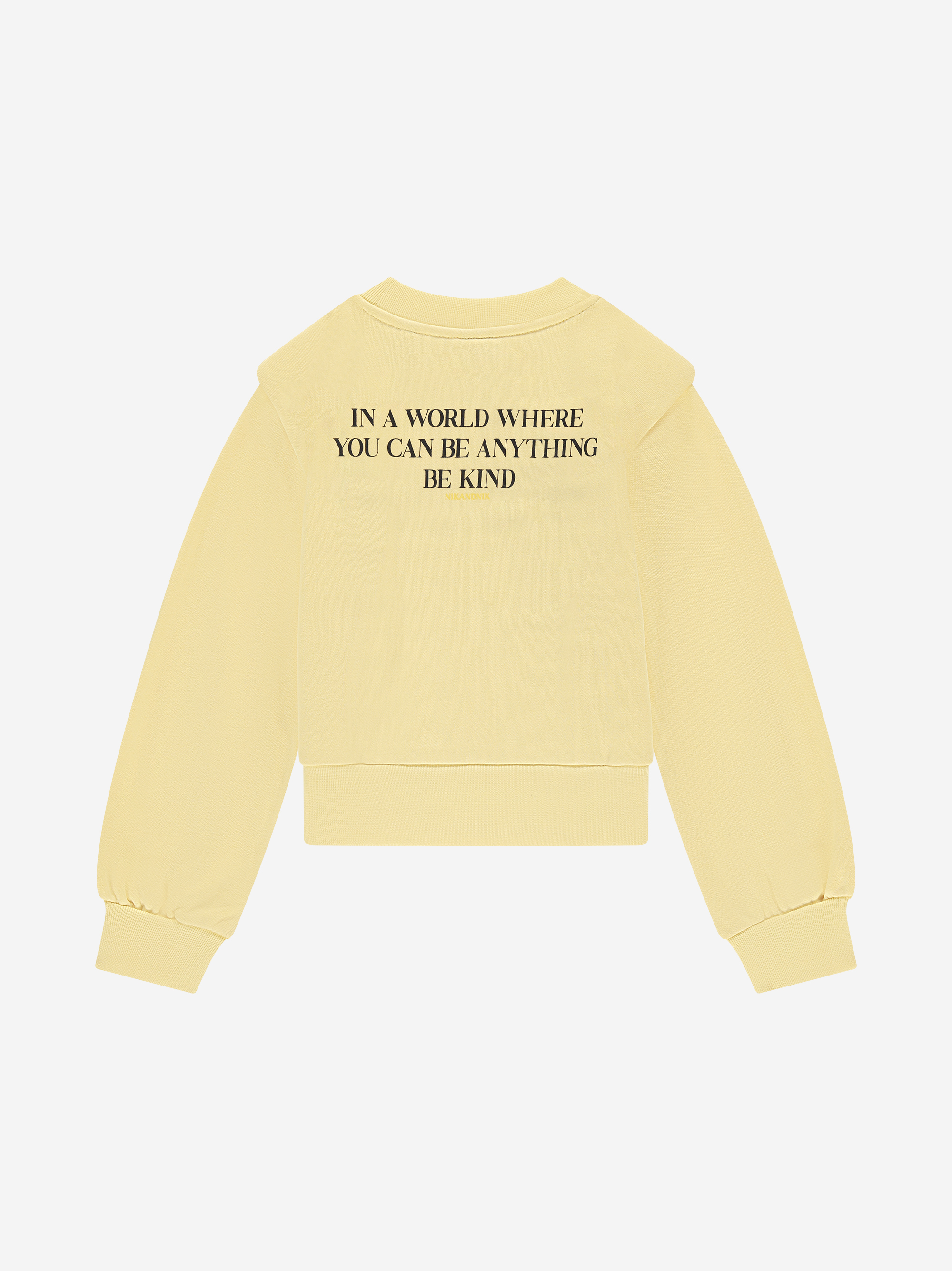 Sweater with NIK&NIK logo and quote on the back