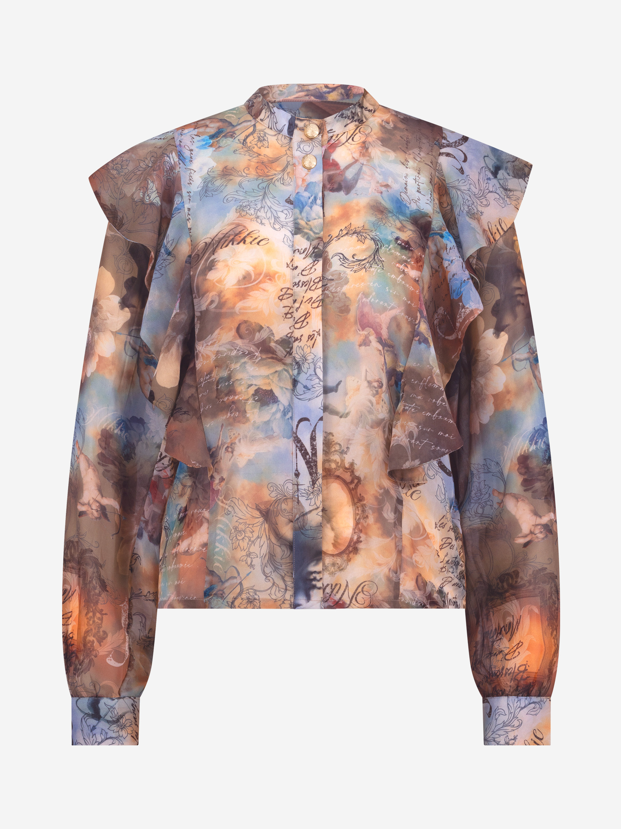 Blouse met grafische print en ruches