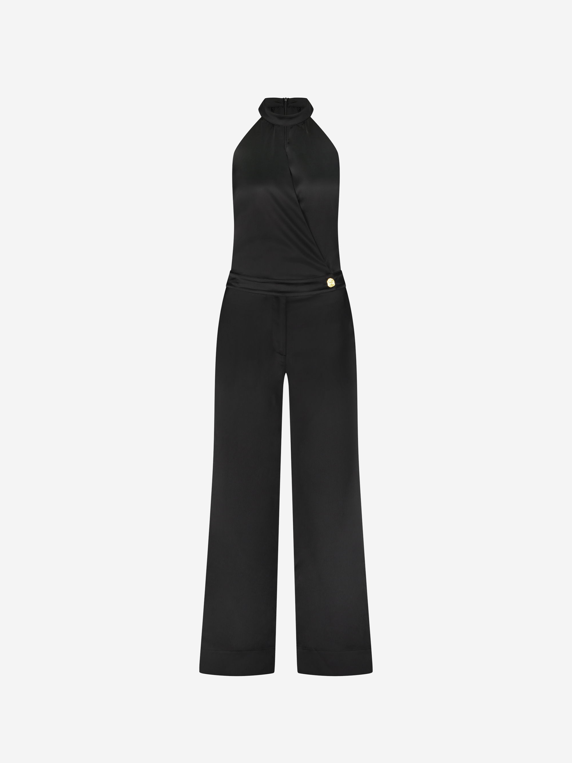 Satijnen jumpsuit met halternek