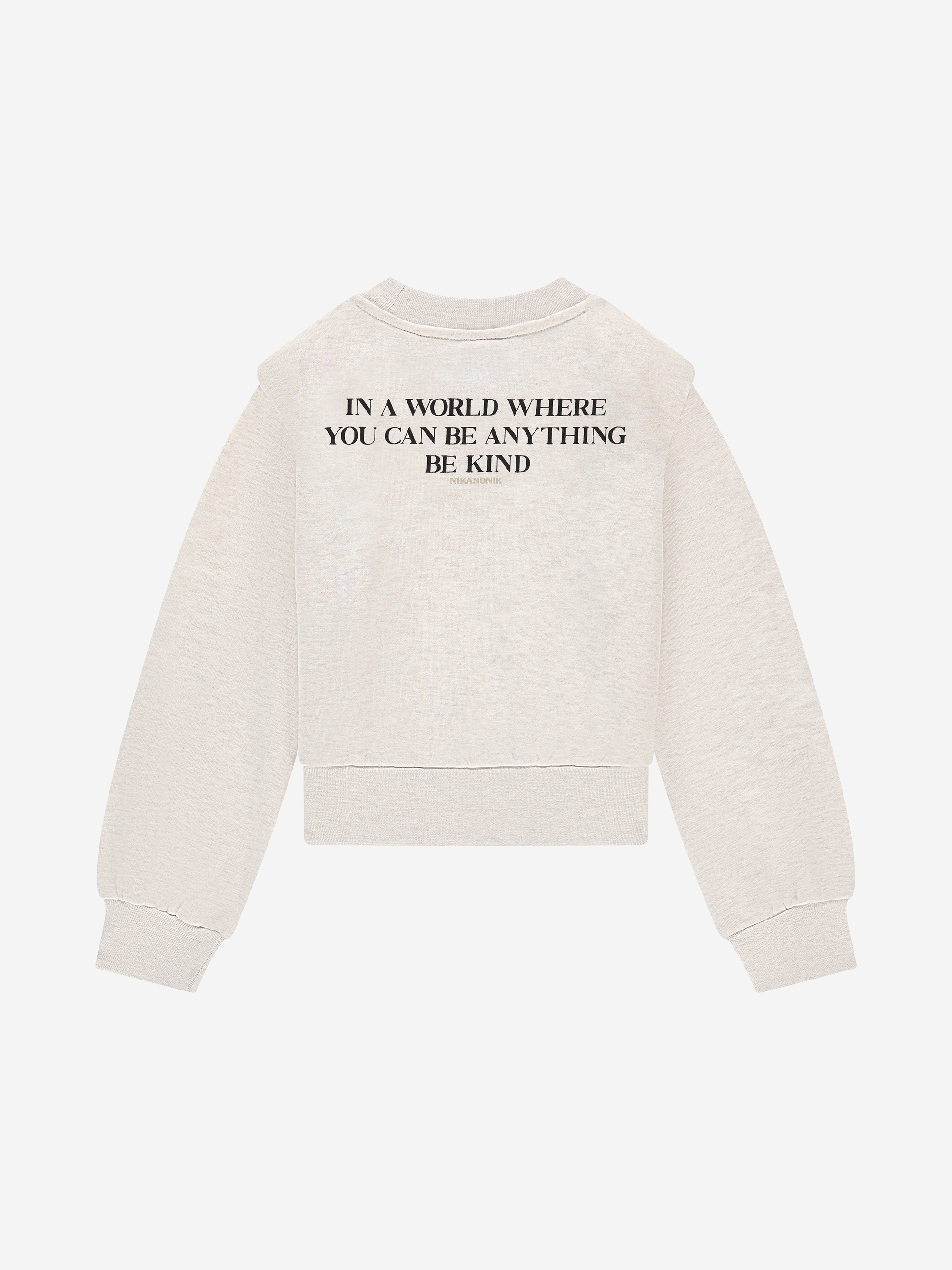 Sweater with NIK&NIK logo and quote on the back