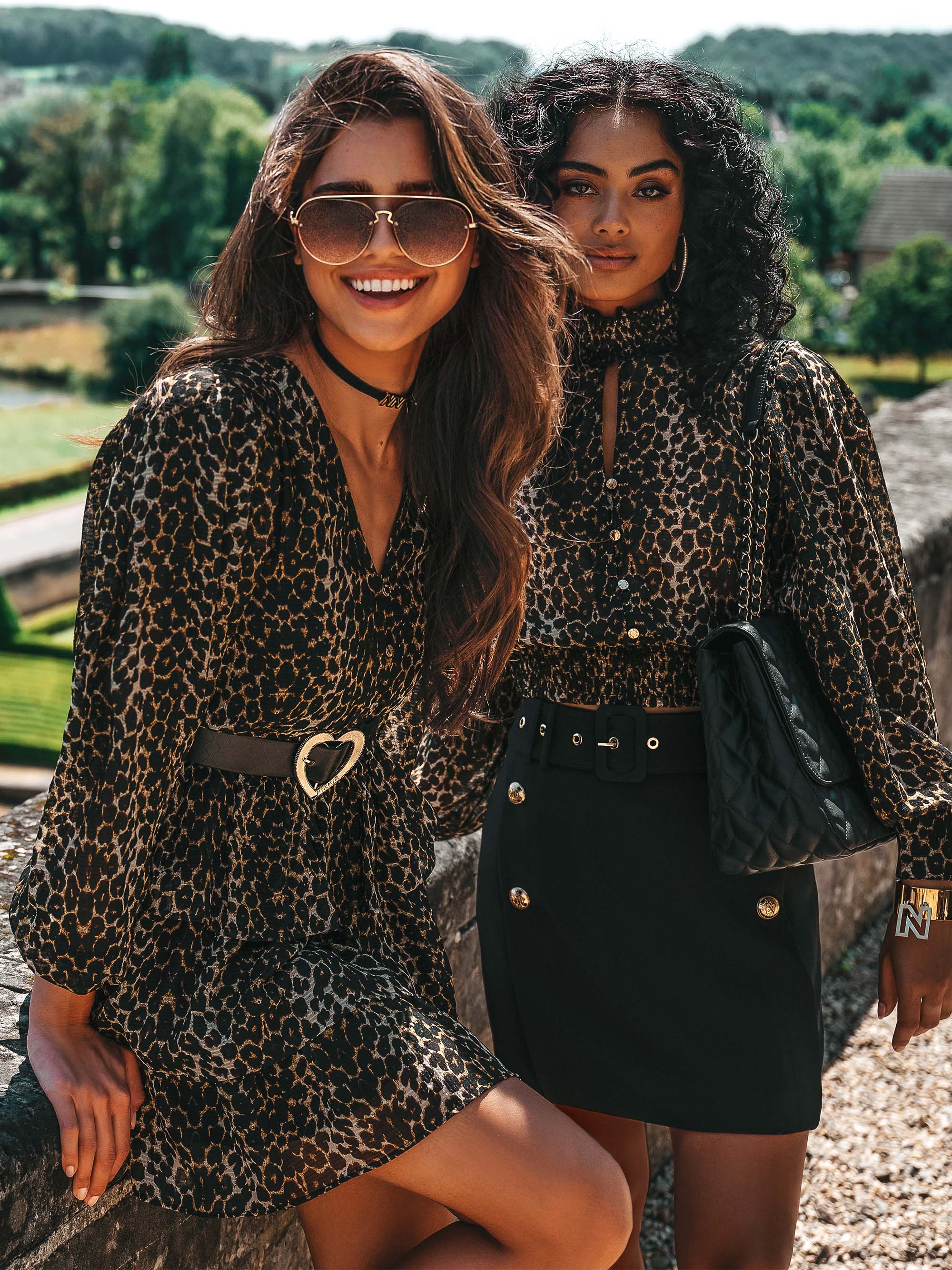  Transparent blouse with panther pattern 