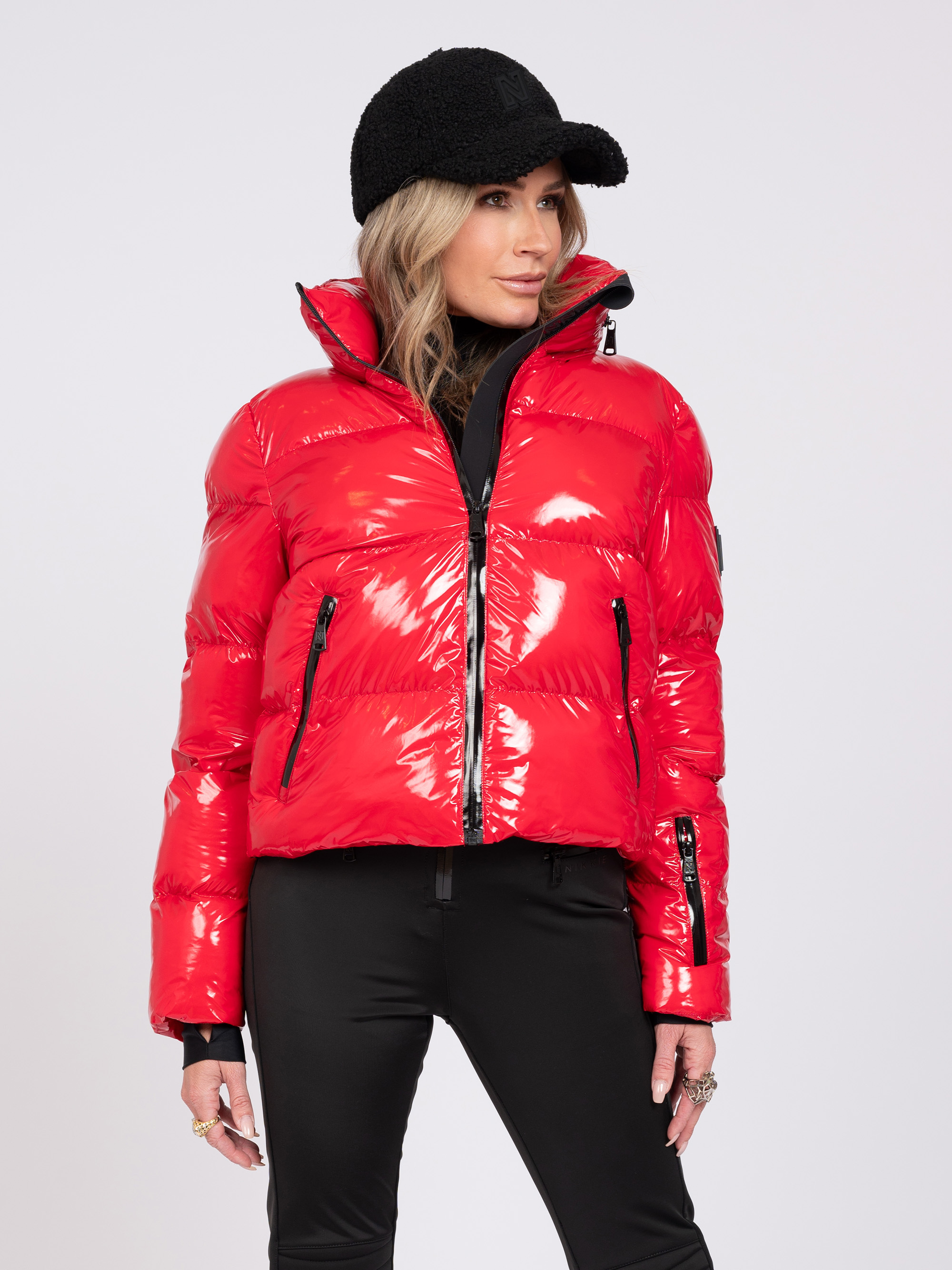Ski jas met metallic look 