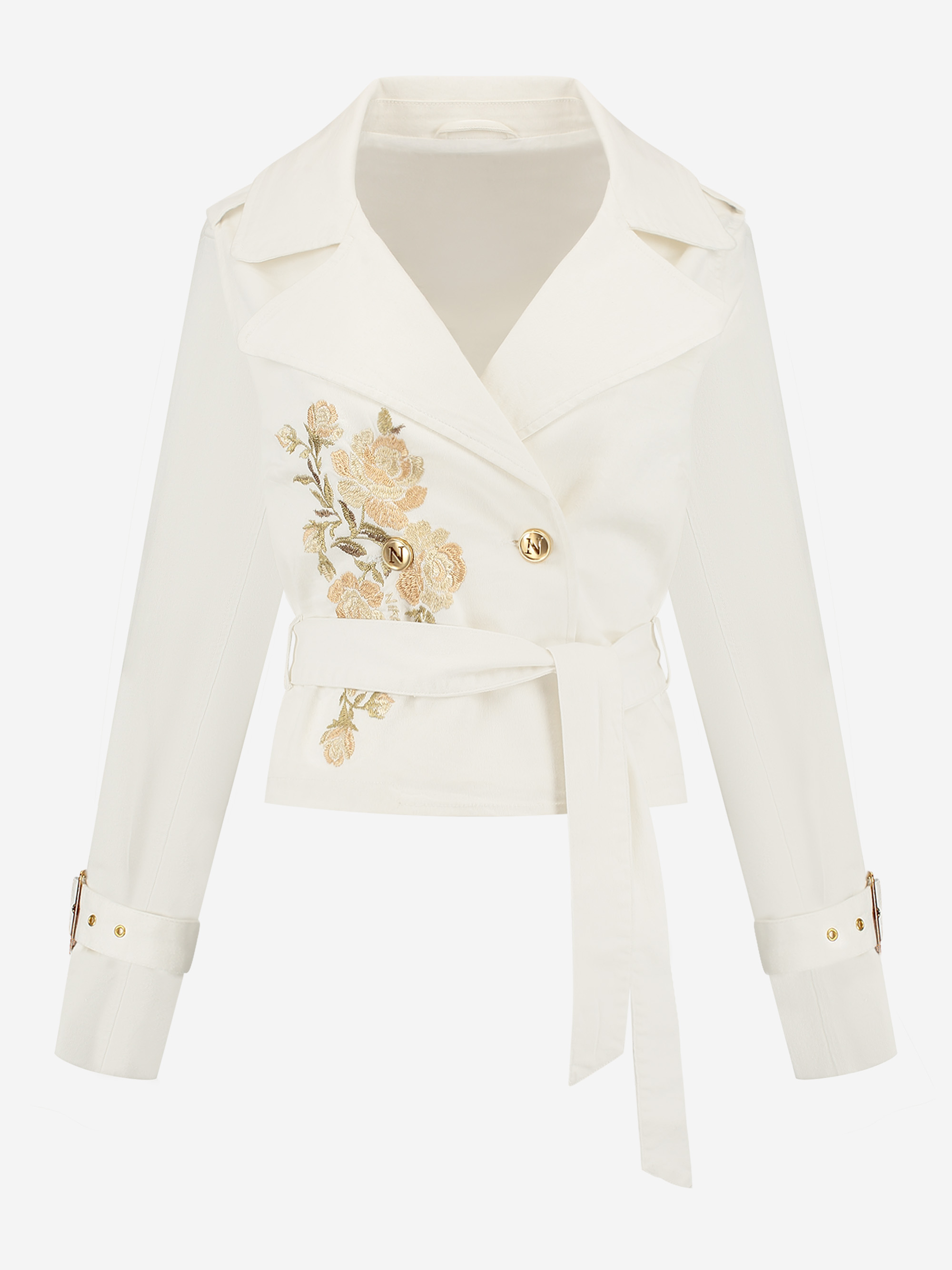 Korte trenchcoat met print