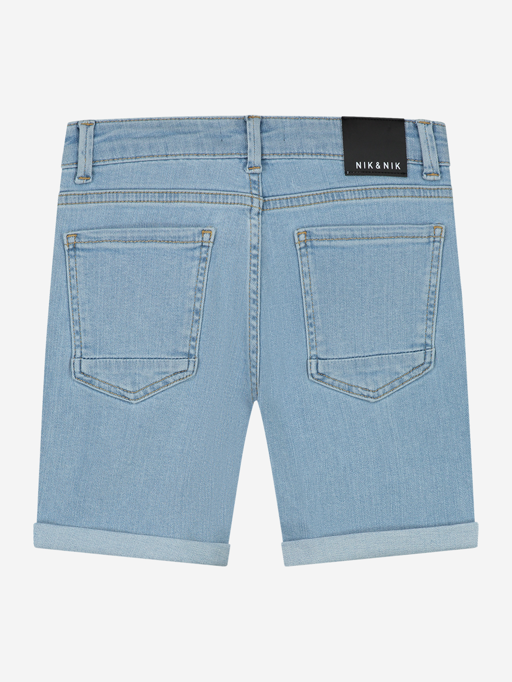 Denim shorts with turned-up edges