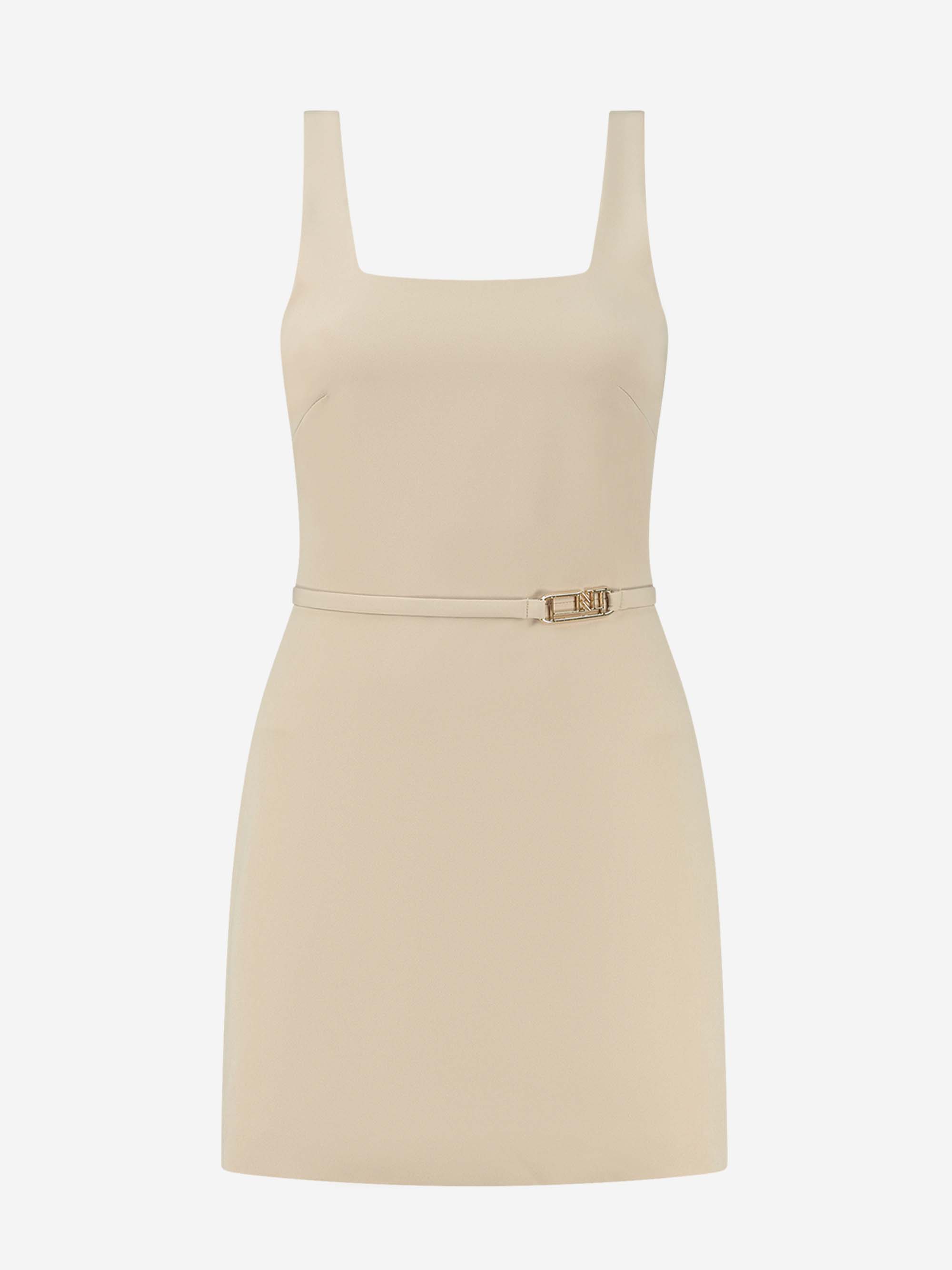 Fitted dress with square neckline