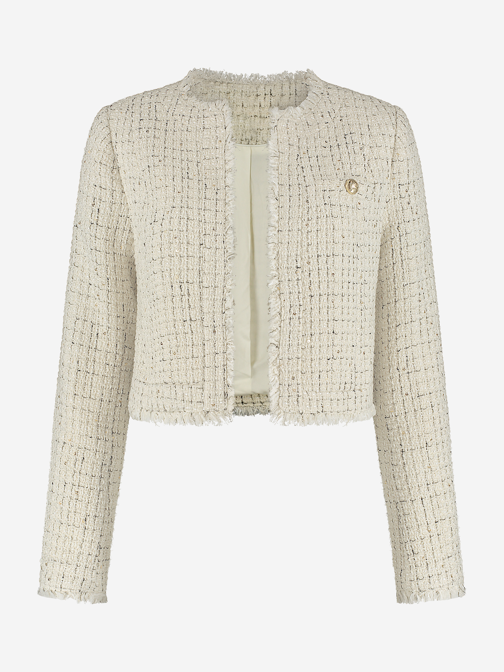 Korte blazer met pied-de-poule patroon