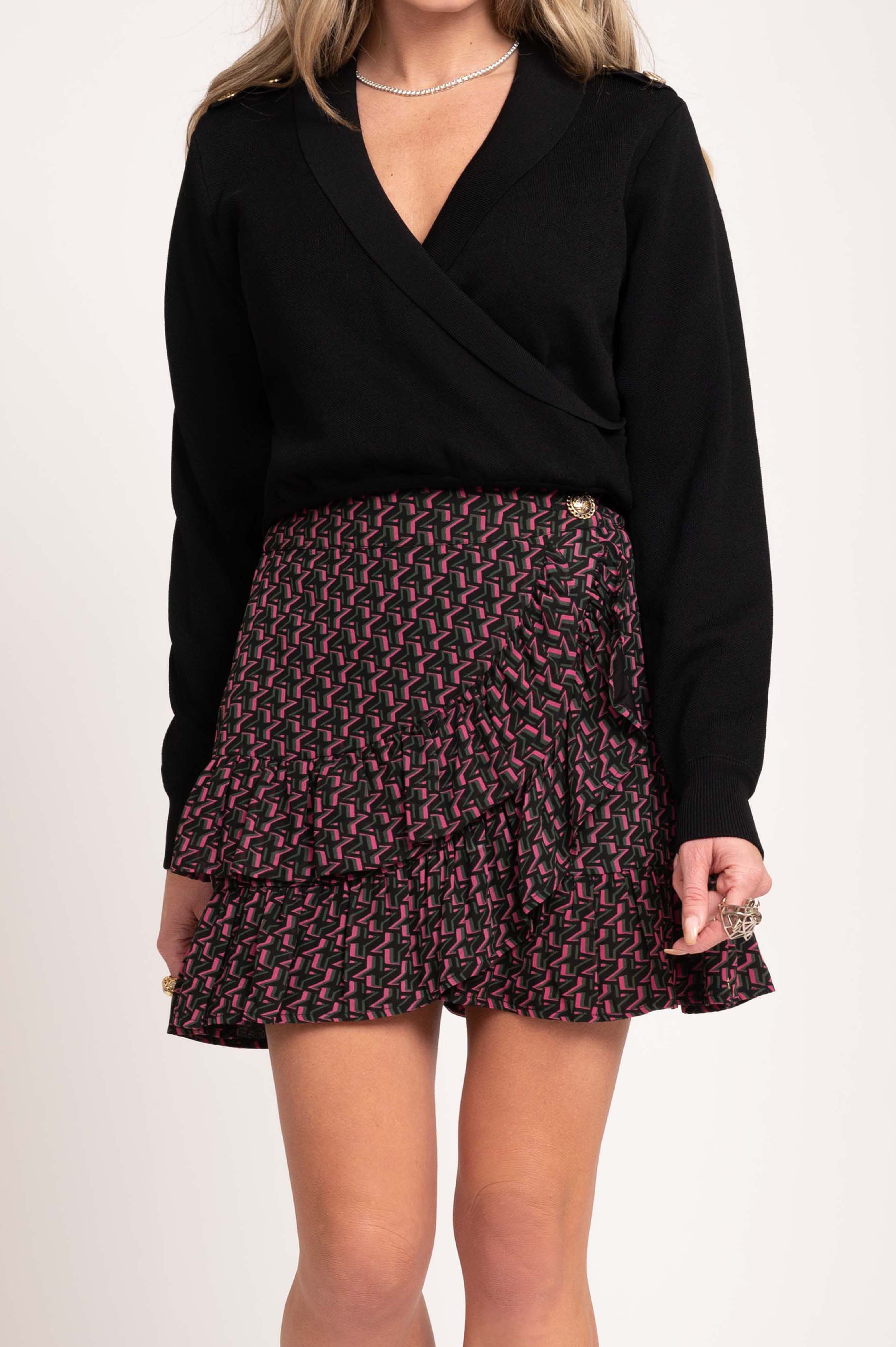 Skirt with ruffles and all-over print 