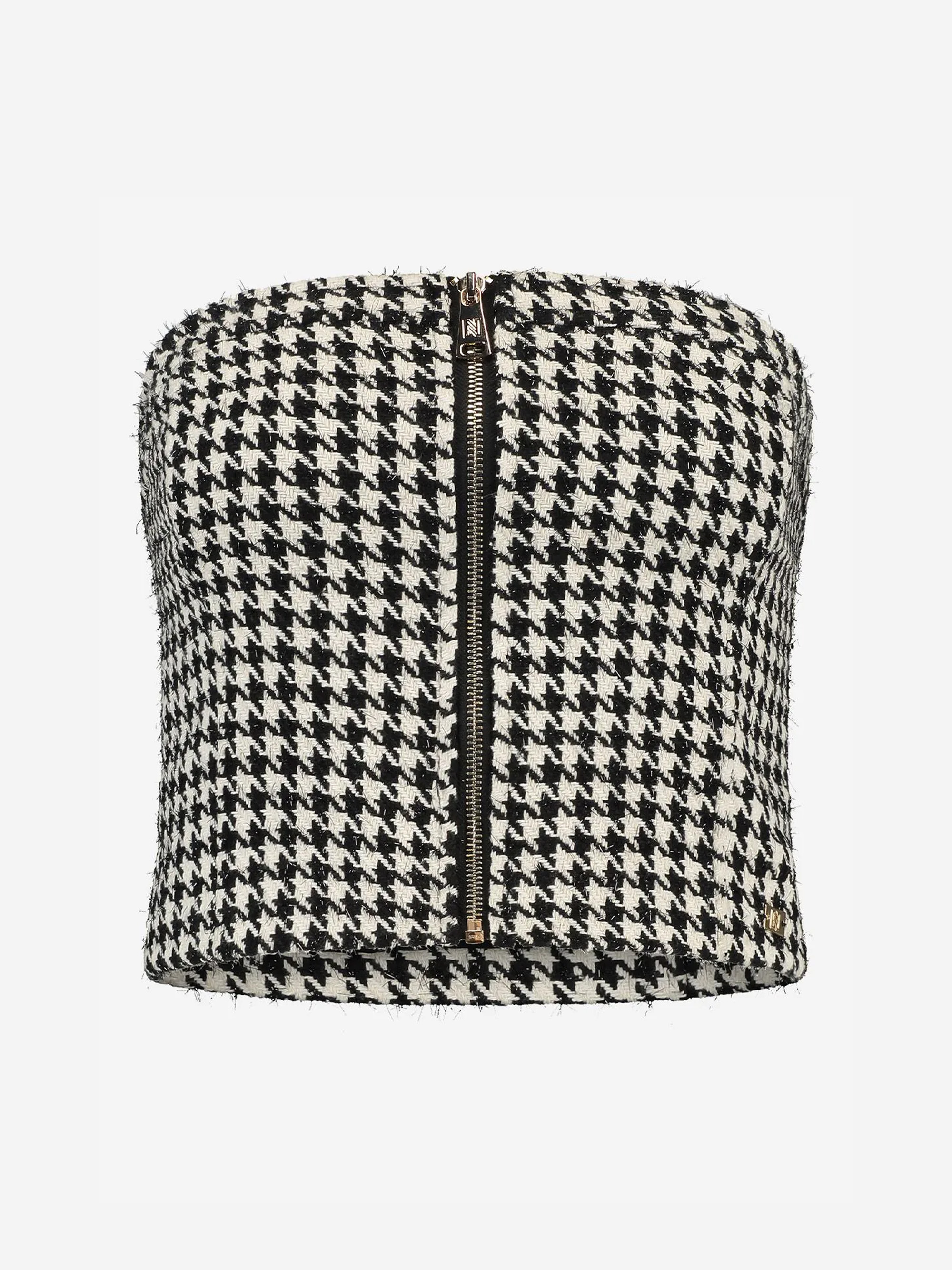 Bandeau top met pied-de-poule patroon
