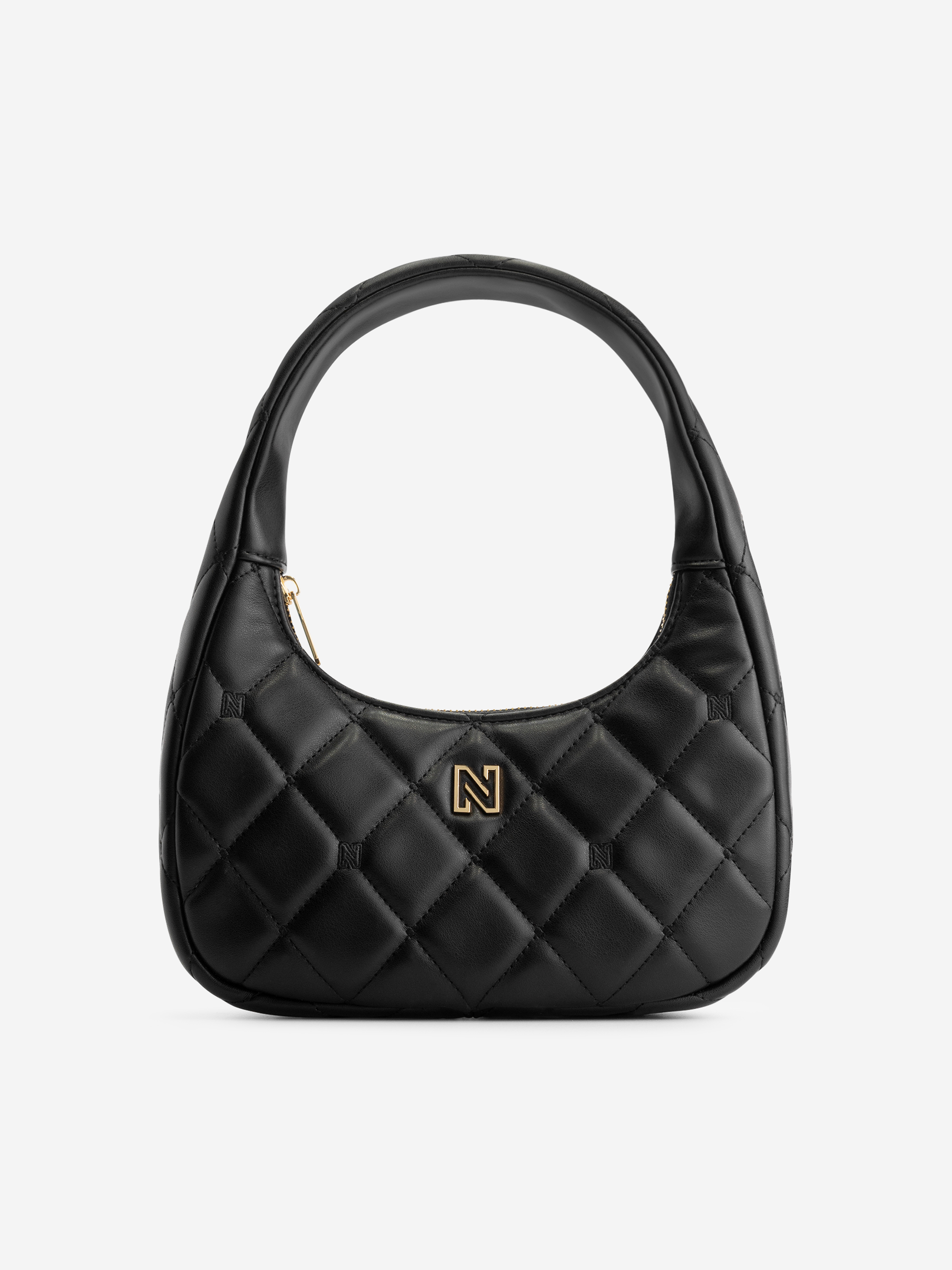 Quilted shoulder bag with logo pattern