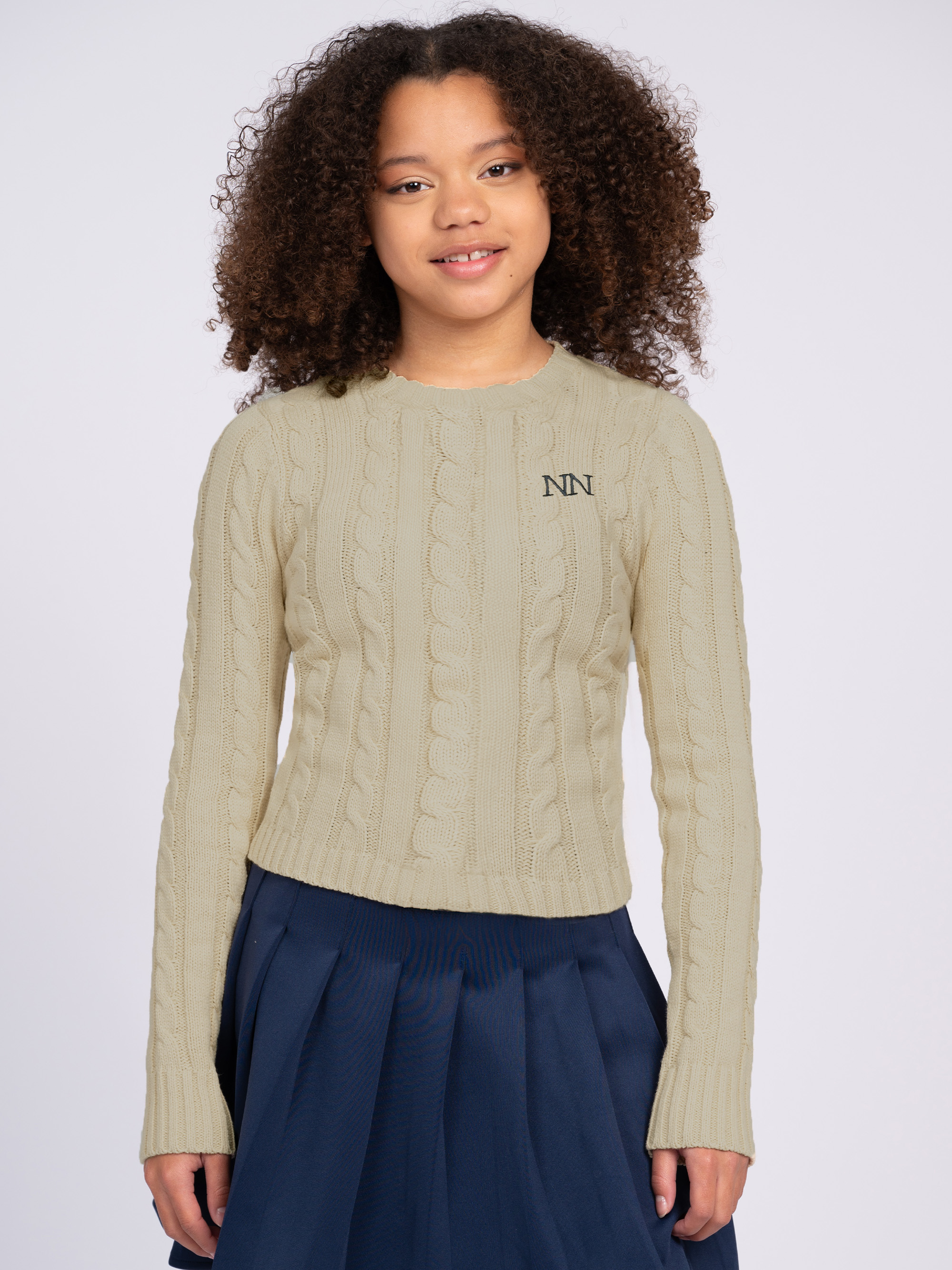 Cable knitted sweater with N&N logo
