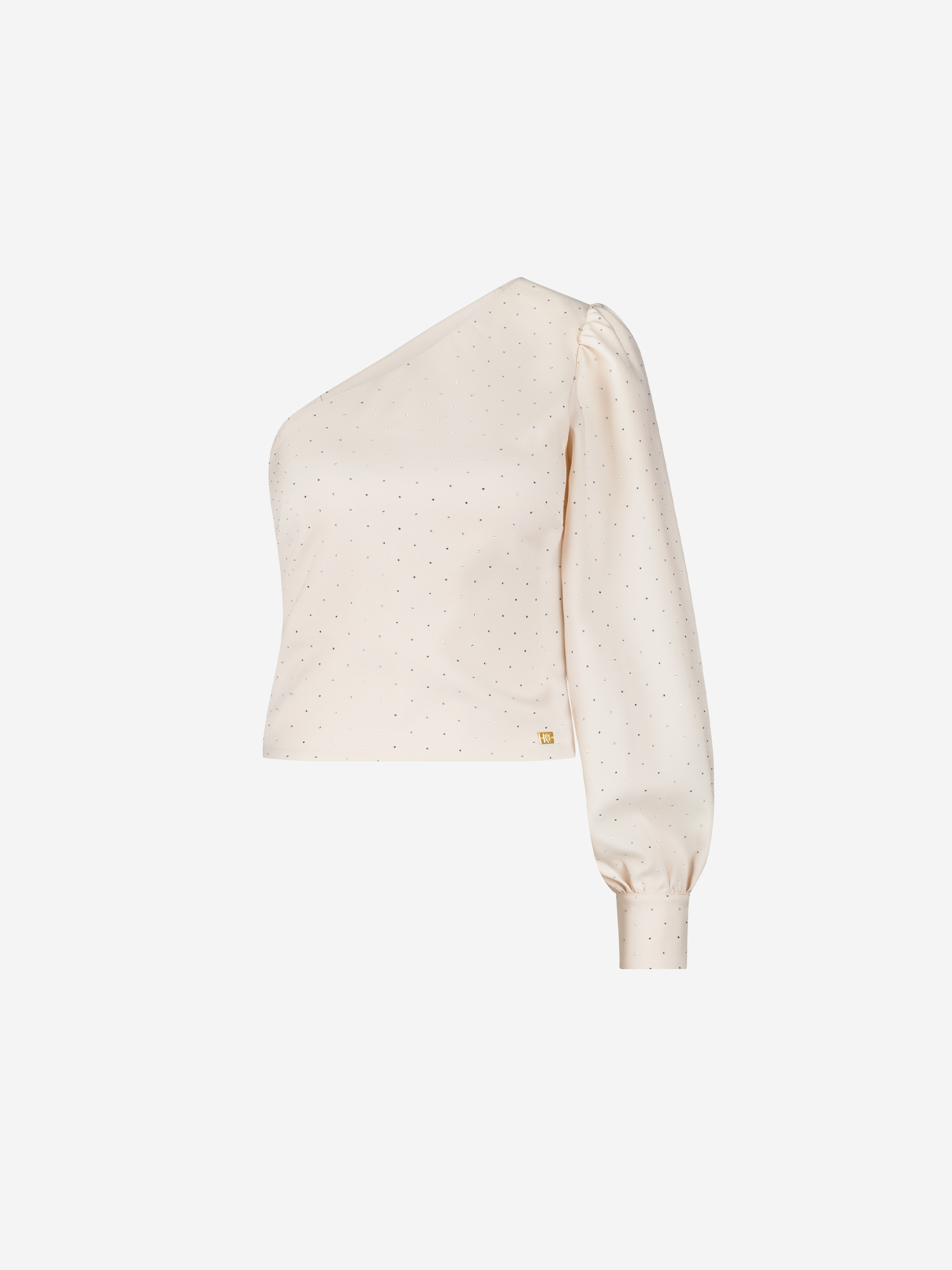One shoulder top met glitters