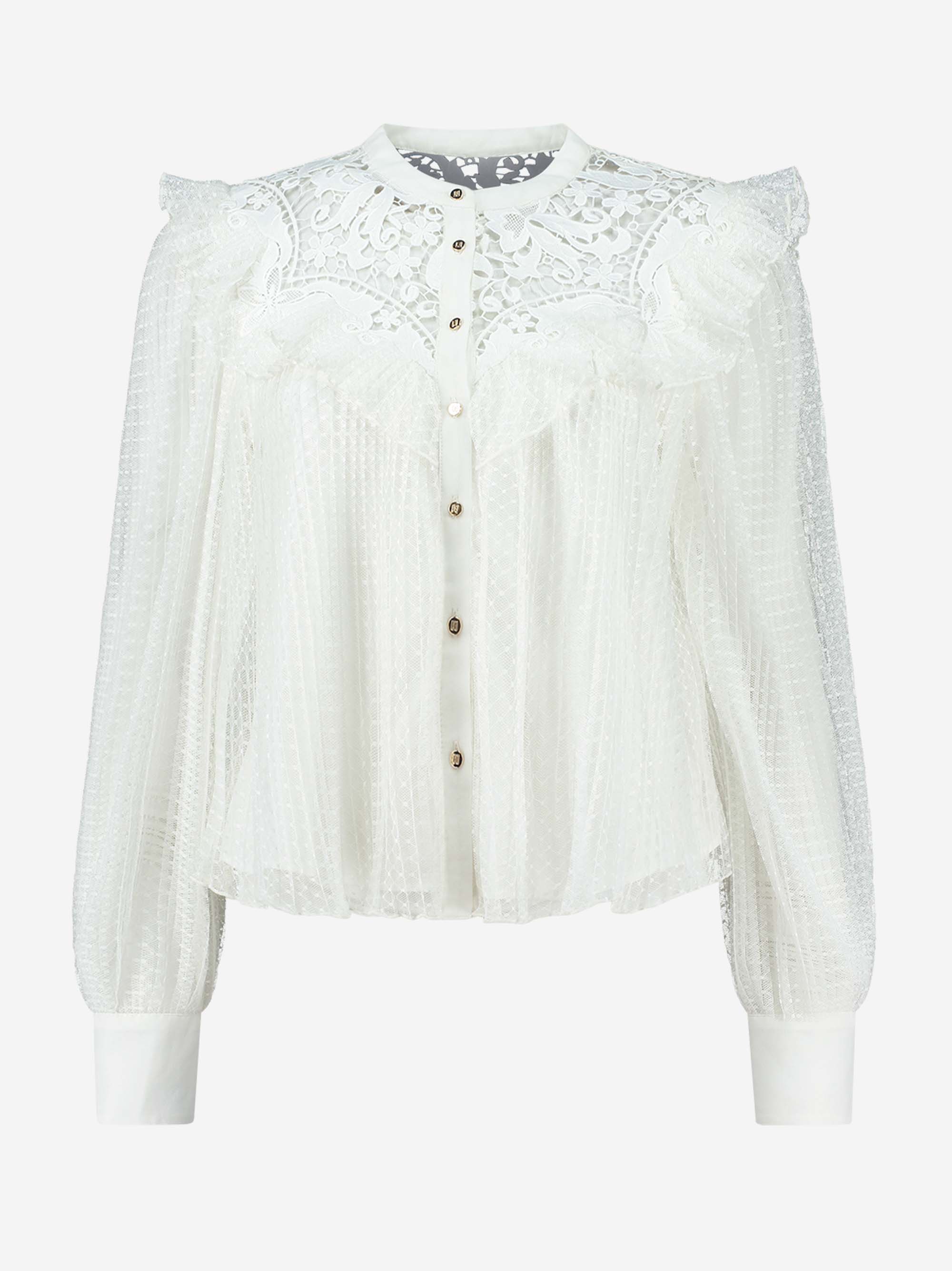 Layered pleated blouse with lace 