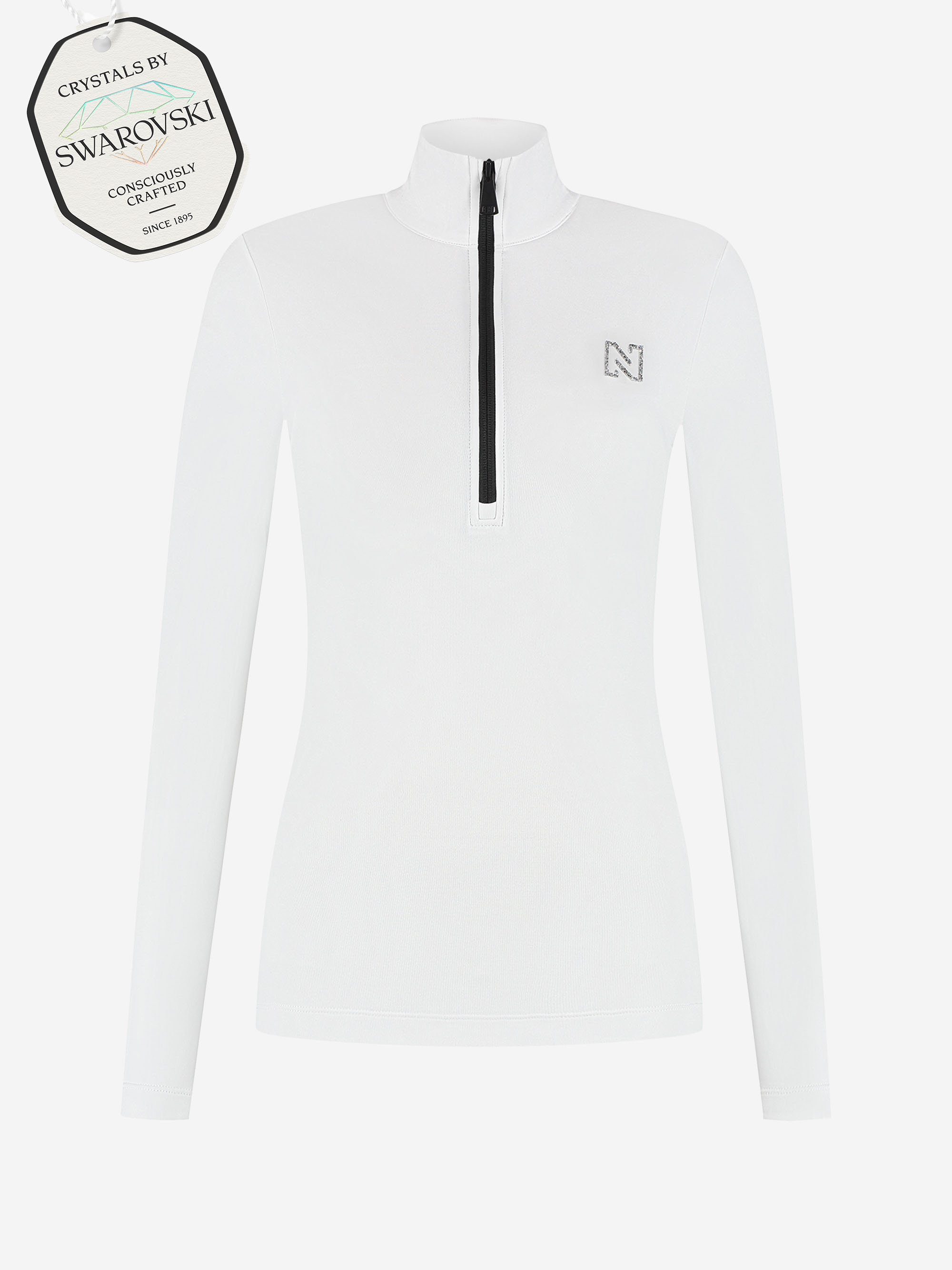 Ski pully met rits en Swarovski N-logo