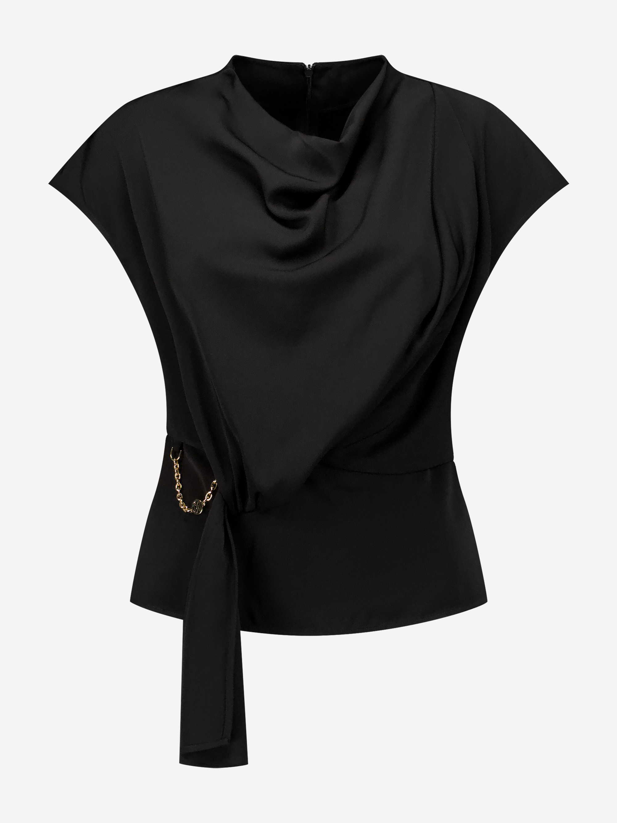 Losvallende top met gedraaid knoop detail en ketting accent